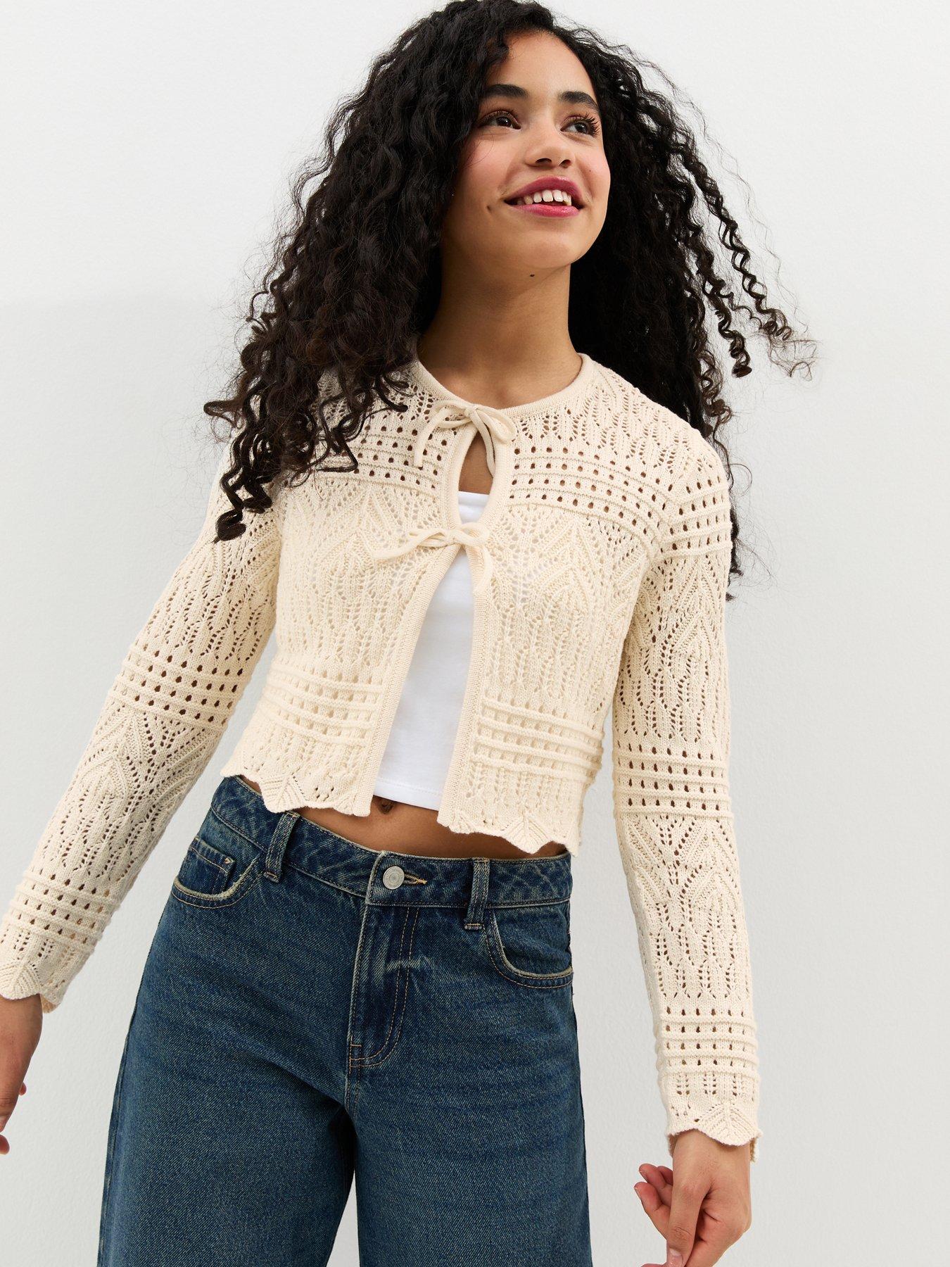 New Look 915 Girls Crochet Cardigan - Cream