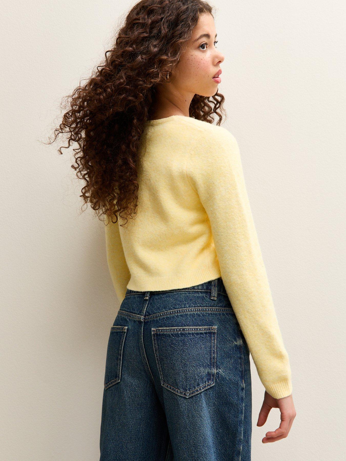 Image 2 of 5 of New Look 915 Girls Tie Front Cardigan - Light Yellow