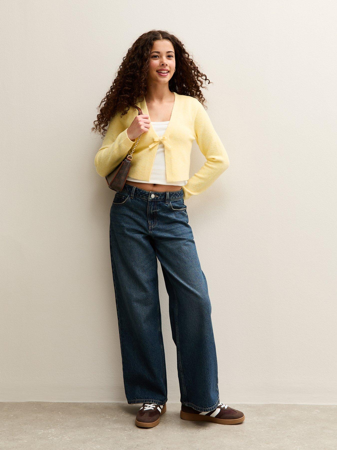 Image 3 of 5 of New Look 915 Girls Tie Front Cardigan - Light Yellow