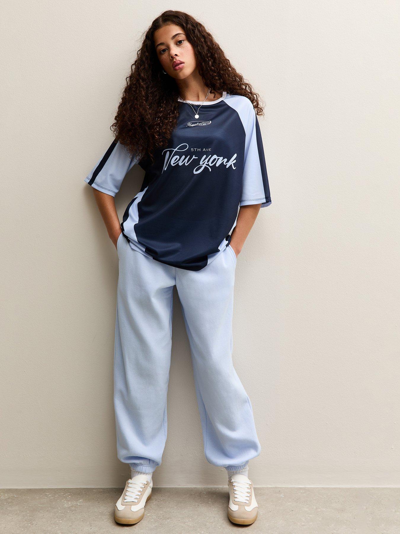 New Look 915 Girls Oversized Cuff Joggers - Light Blue