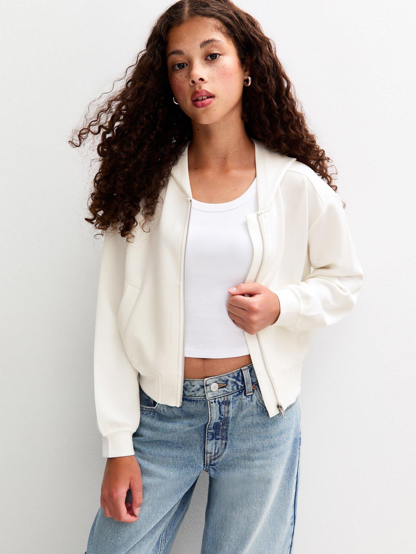 New Look 915 Cream Soft Touch Zip Up Hoodie