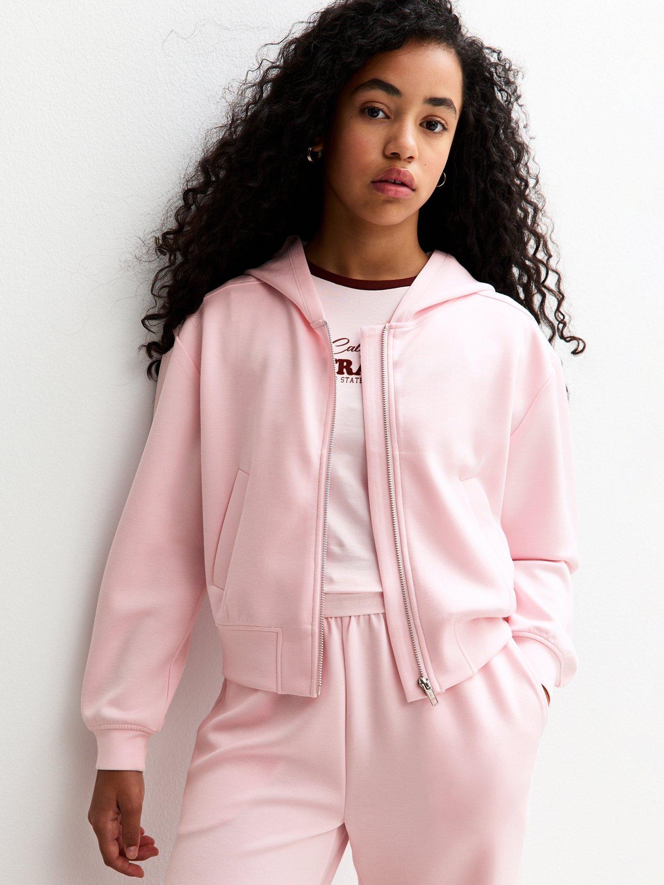 New Look 915 Girls Soft Touch Zip Up Hoodie - Light Pink