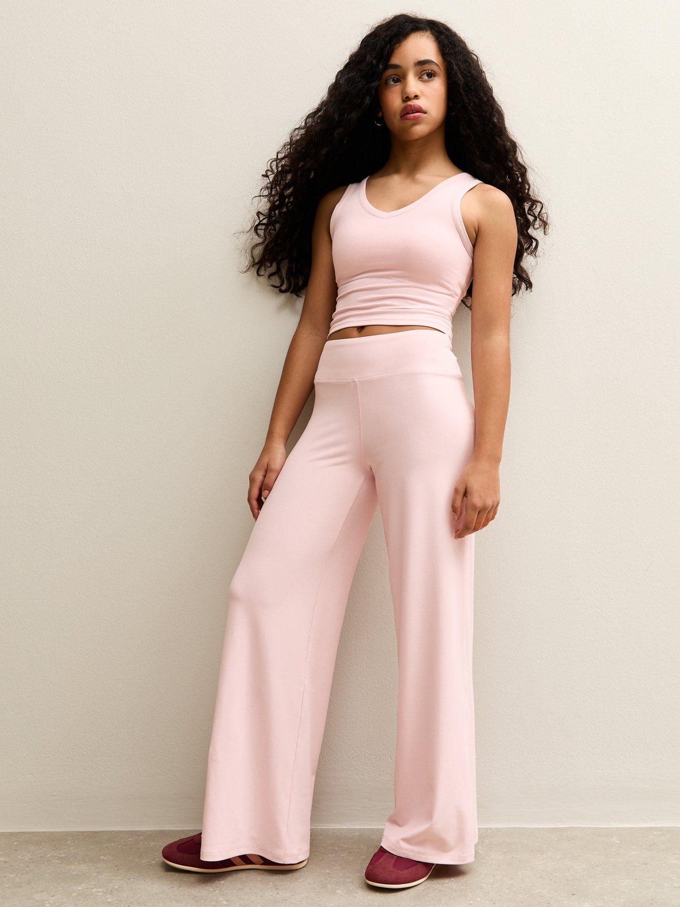 New Look 915: Stretchy Wide Leg Leggings - Light Pink