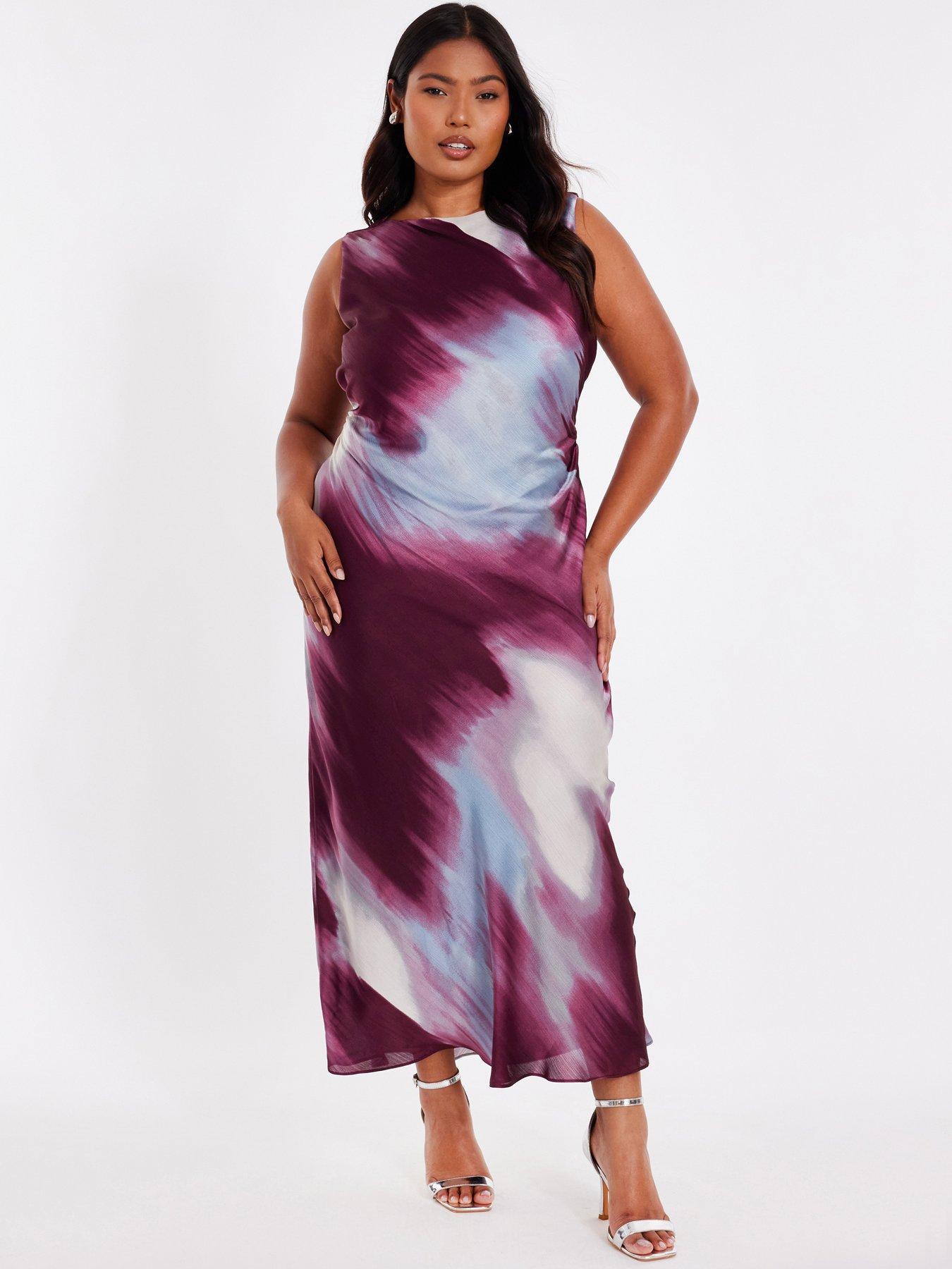 undefined Curve Satin Tie Dye Midaxi Dress