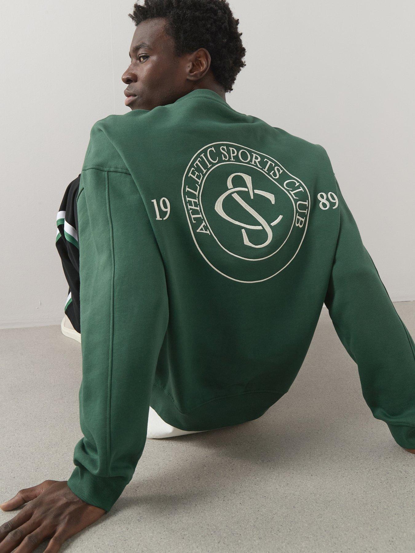 Image 1 of 6 of The Very Collection Cotton Rich Premium Chest Graphic Sweatshirt - Green