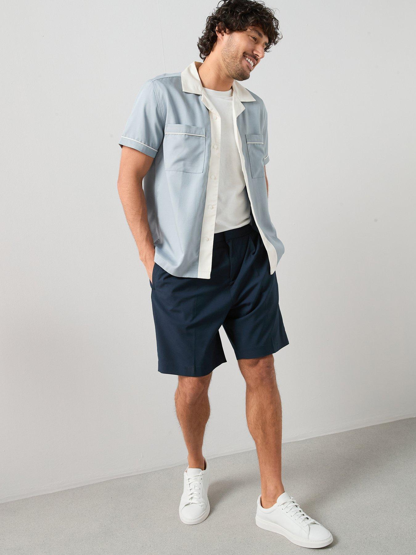 The Very Collection Retro Piped Shirt - Light Blue