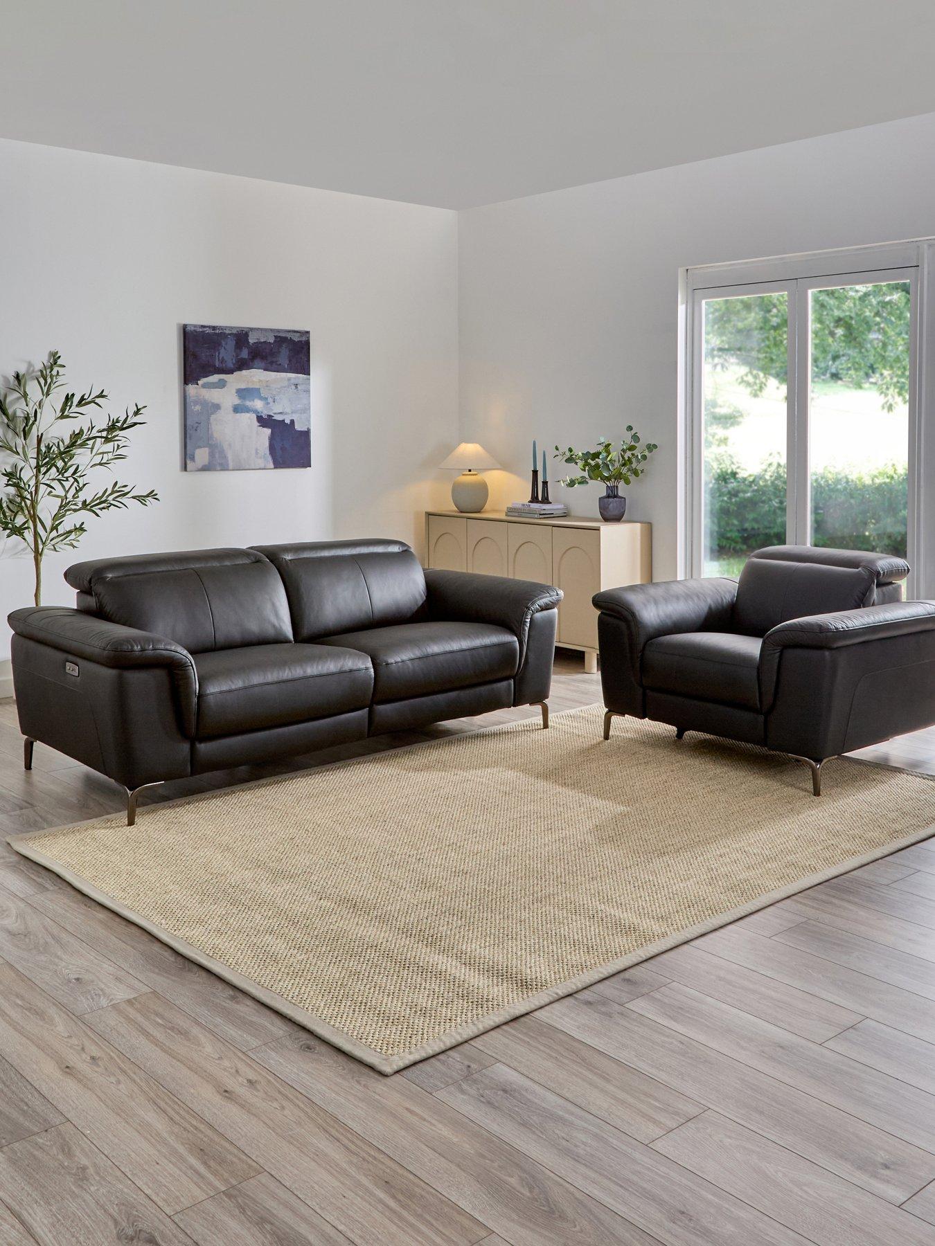 The Very Collection Lorenza Leather/Faux Leather 3 Seater Sofa + Armchair Set (Buy  &  SAVE!) - FSC® Certified
