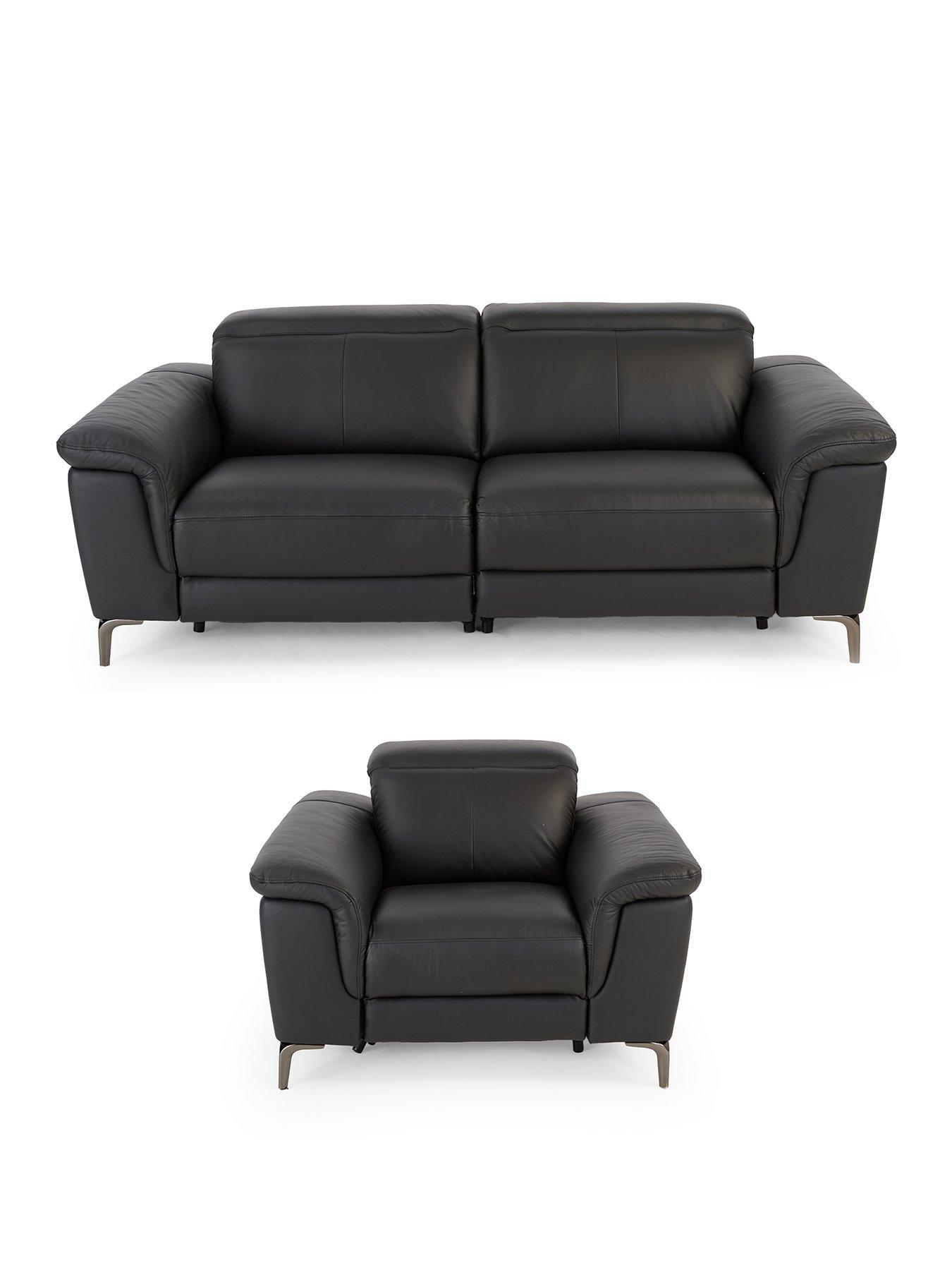 The Very Collection Lorenza Leather/Faux Leather 3 Seater Sofa + Armchair Set (Buy  &  SAVE!)