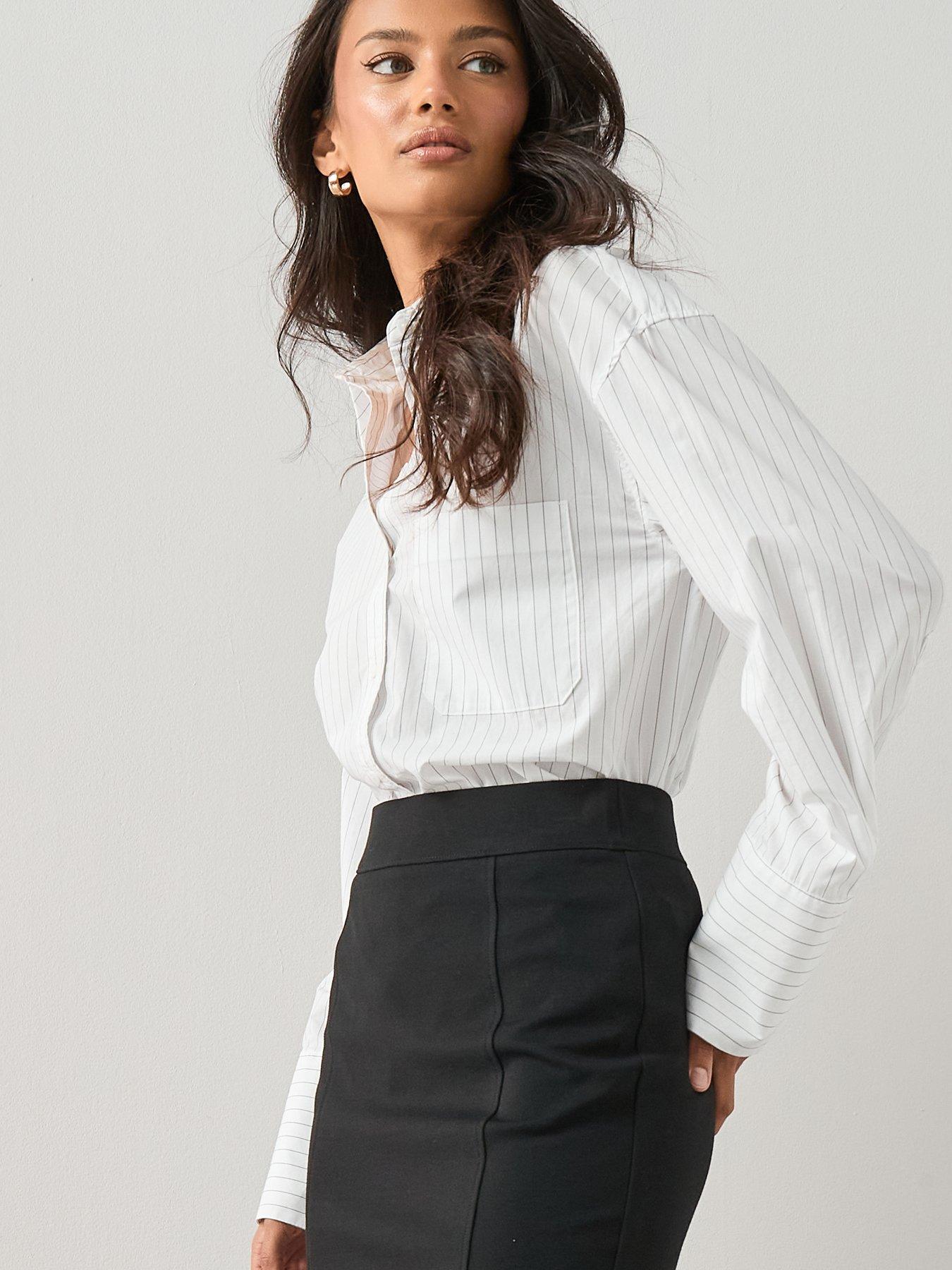 Image 5 of 7 of The Very Collection Panelled Pencil Skirt - Black