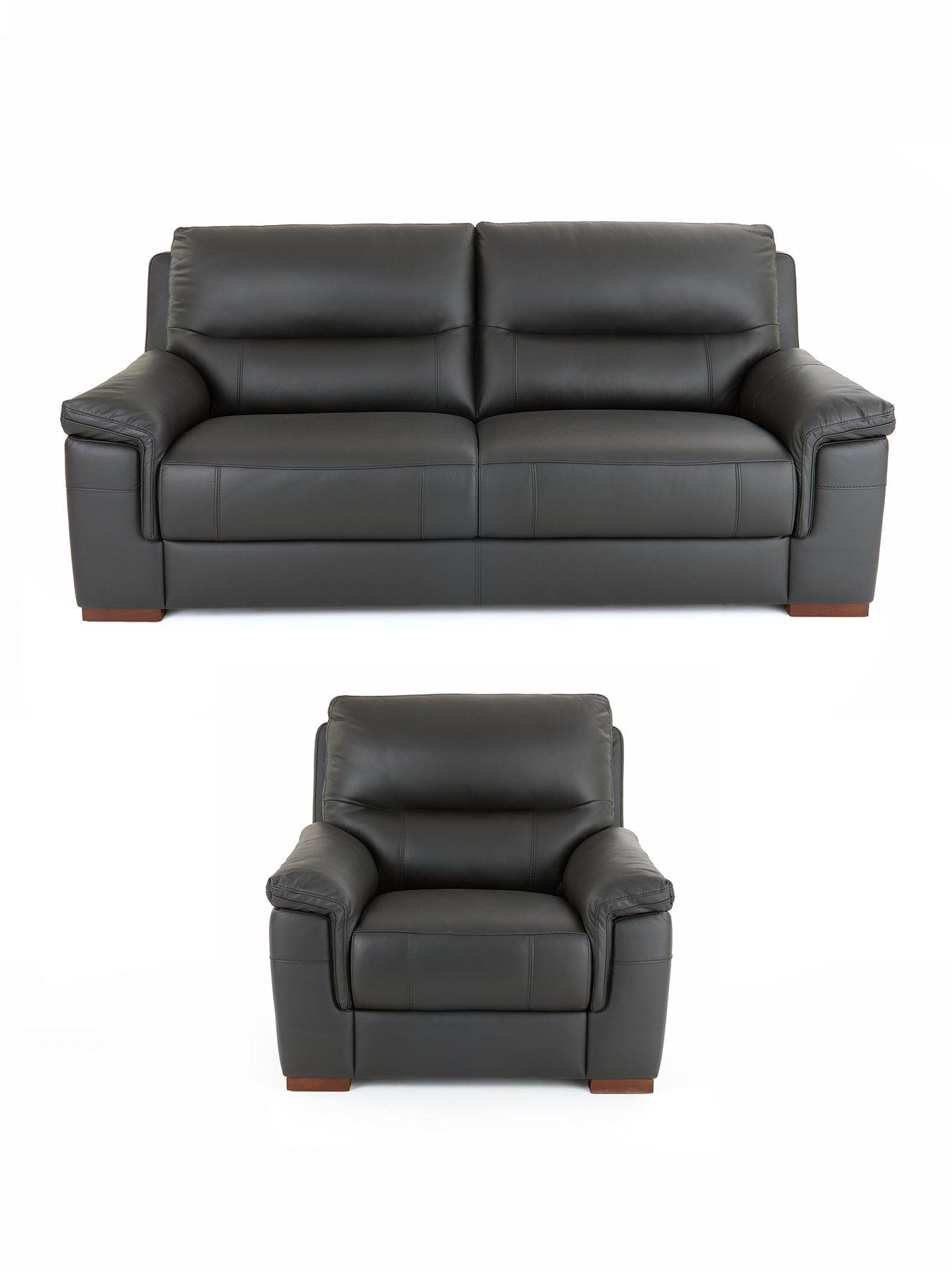 The Very Collection Prenton 3 Seater Leather Sofa + Chair