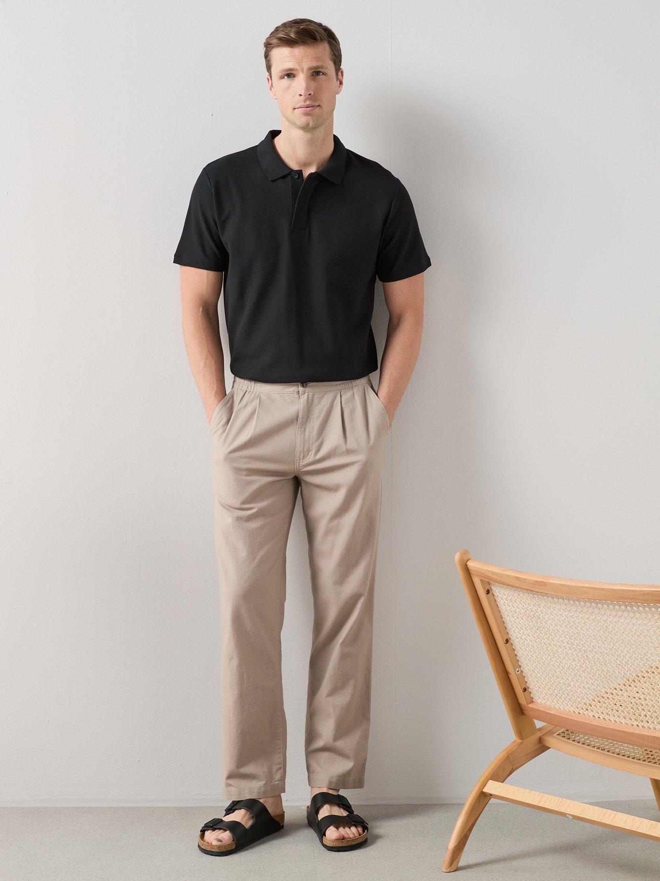 The Very Collection Regular Fit Cotton Linen Blend Trousers - Mushroom