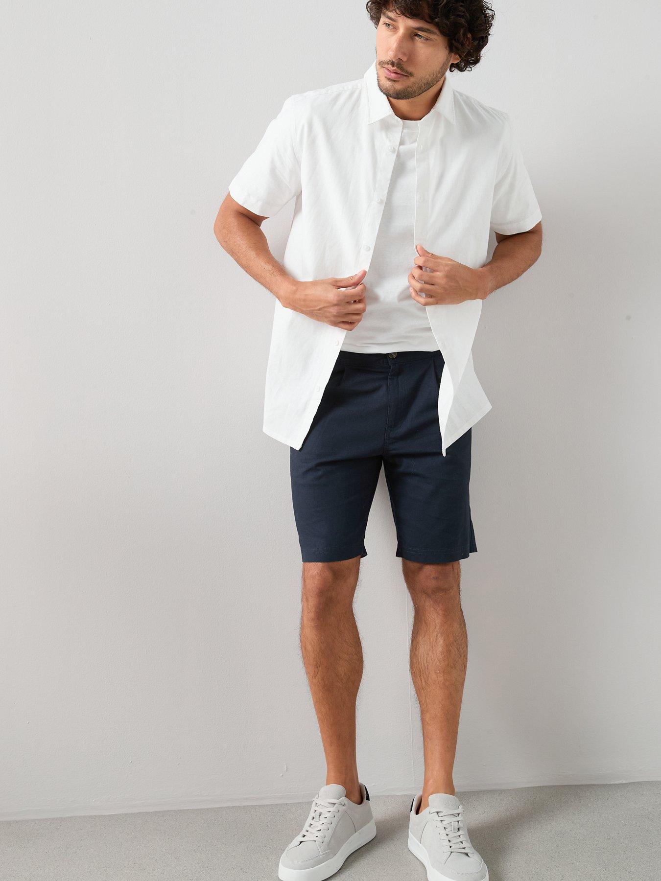 Image 3 of 7 of The Very Collection Regular Fit Cotton Linen Blend Shorts - Navy