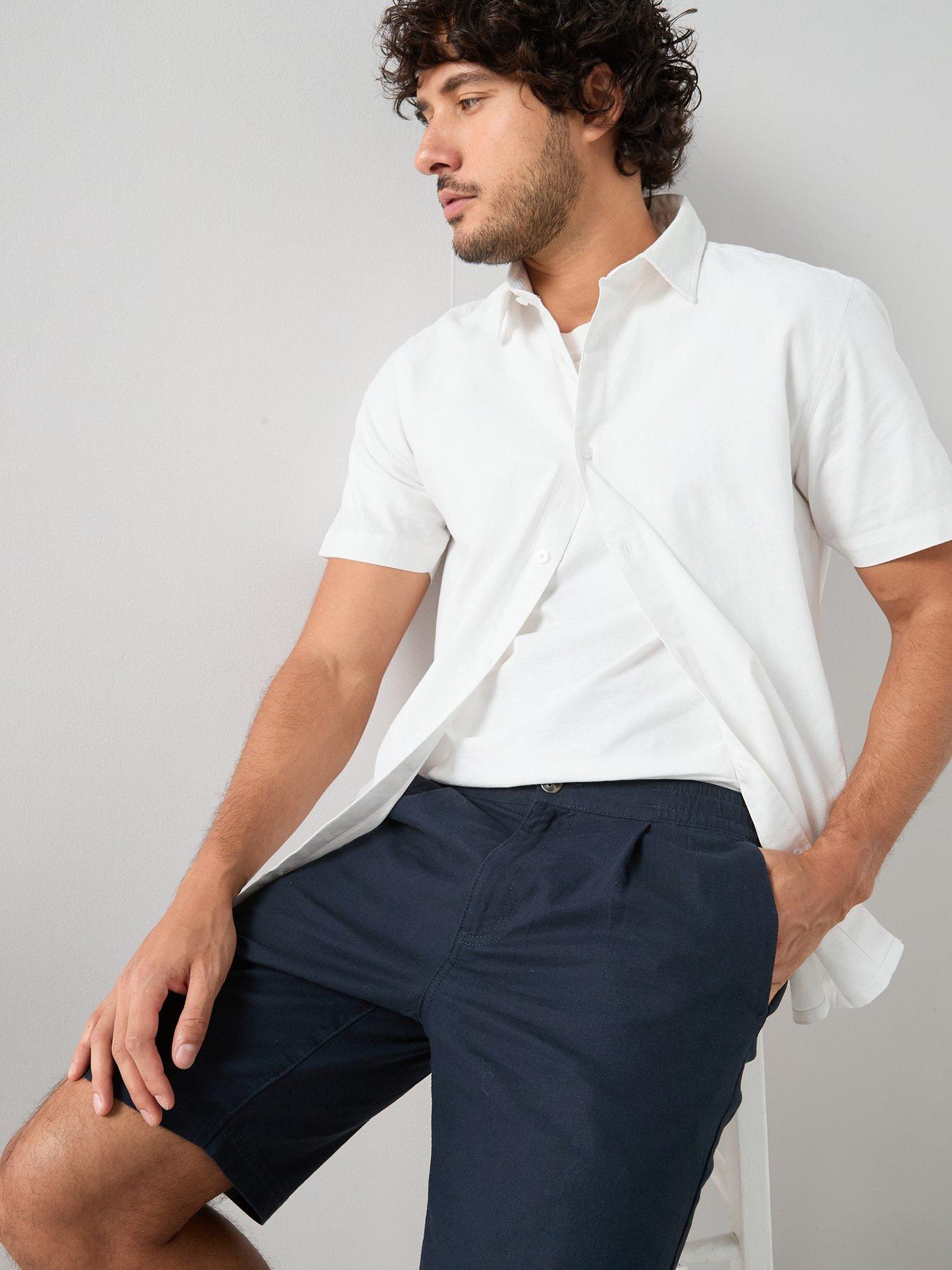 Image 4 of 7 of The Very Collection Regular Fit Cotton Linen Blend Shorts - Navy