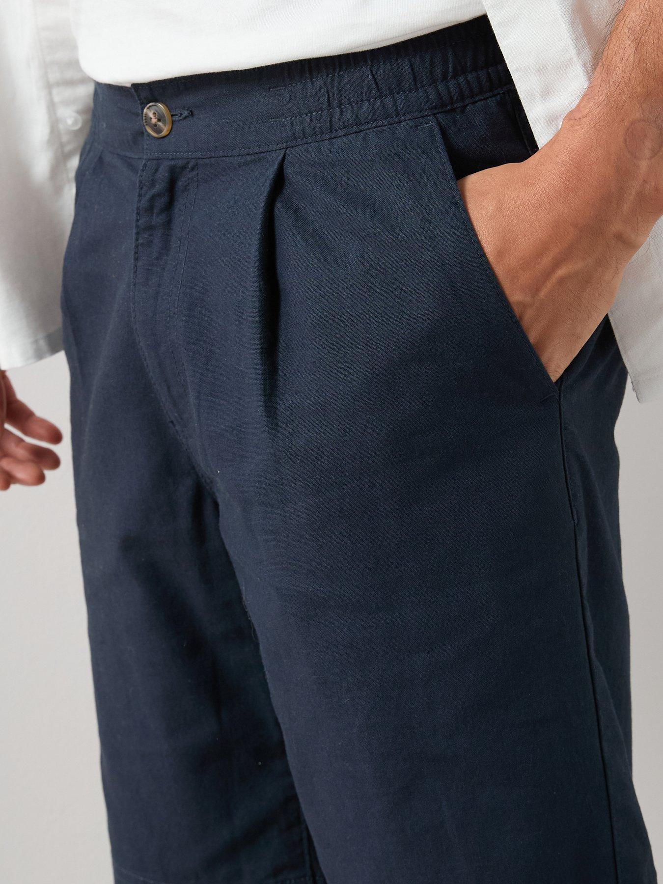 Image 5 of 7 of The Very Collection Regular Fit Cotton Linen Blend Shorts - Navy
