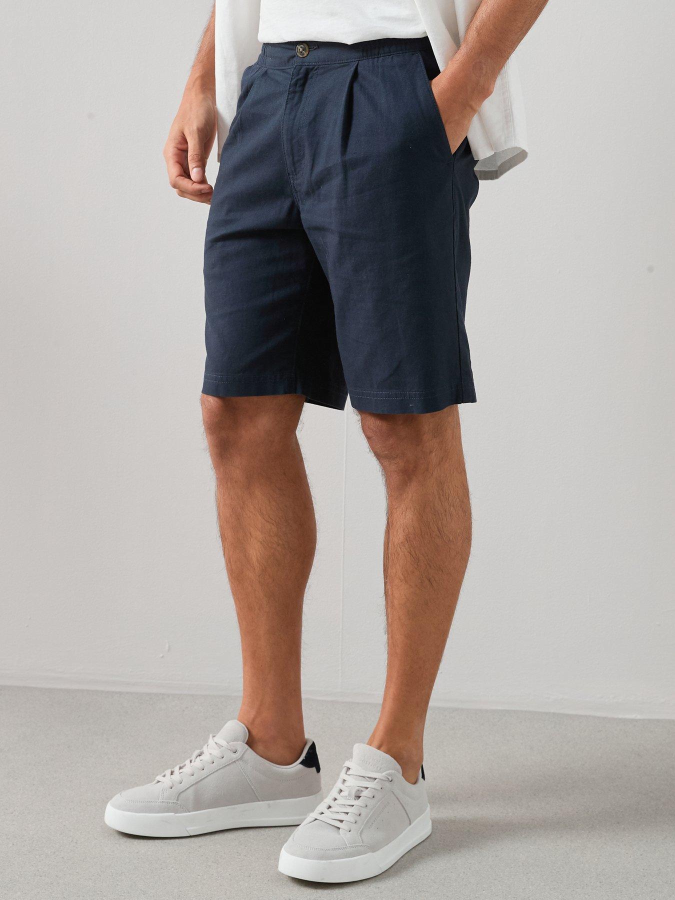 Image 6 of 7 of The Very Collection Regular Fit Cotton Linen Blend Shorts - Navy