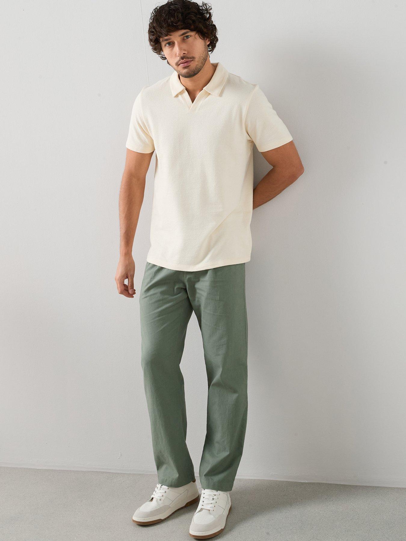 Image 3 of 7 of The Very Collection Textured Trophy Neck Polo Shirt - Ecru