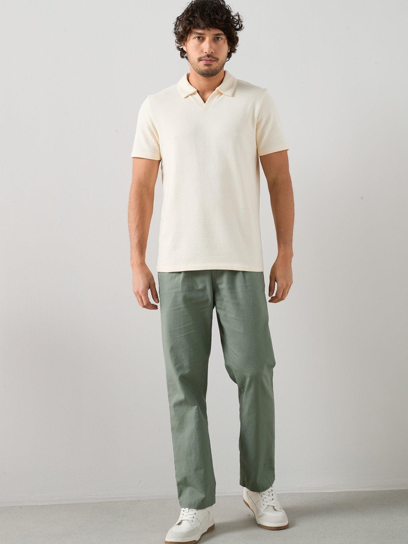 Image 5 of 7 of The Very Collection Textured Trophy Neck Polo Shirt - Ecru