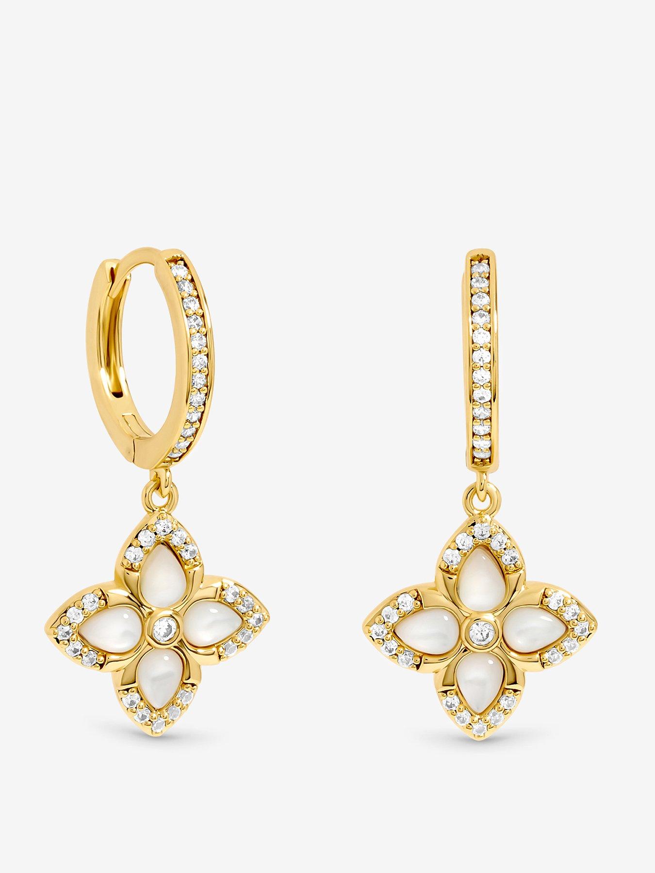 Jon Richard 14K Gold Plated and Clover Earrings
