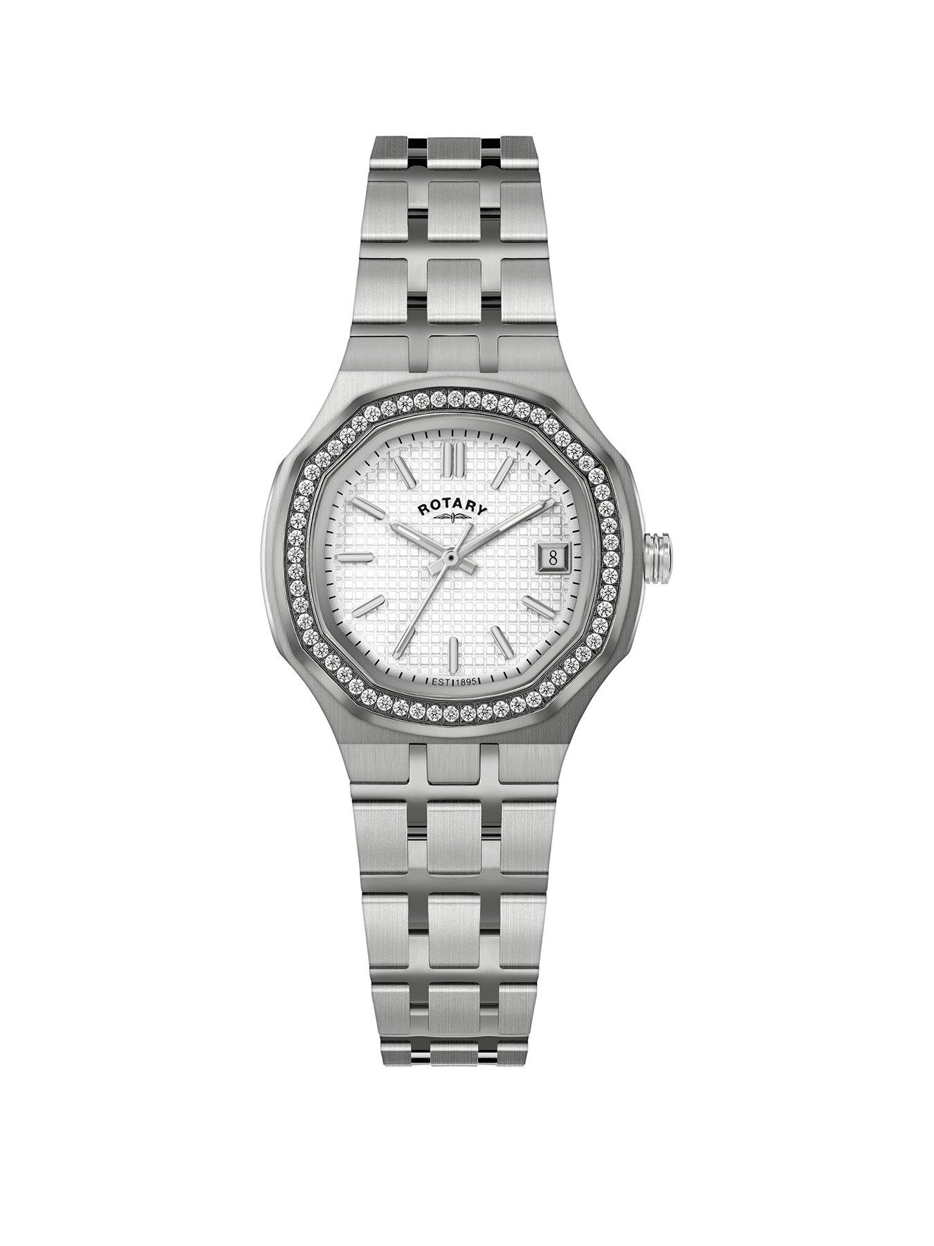 Rotary Ladies Brilliance White Dial Stainless Steel Bracelet Watch