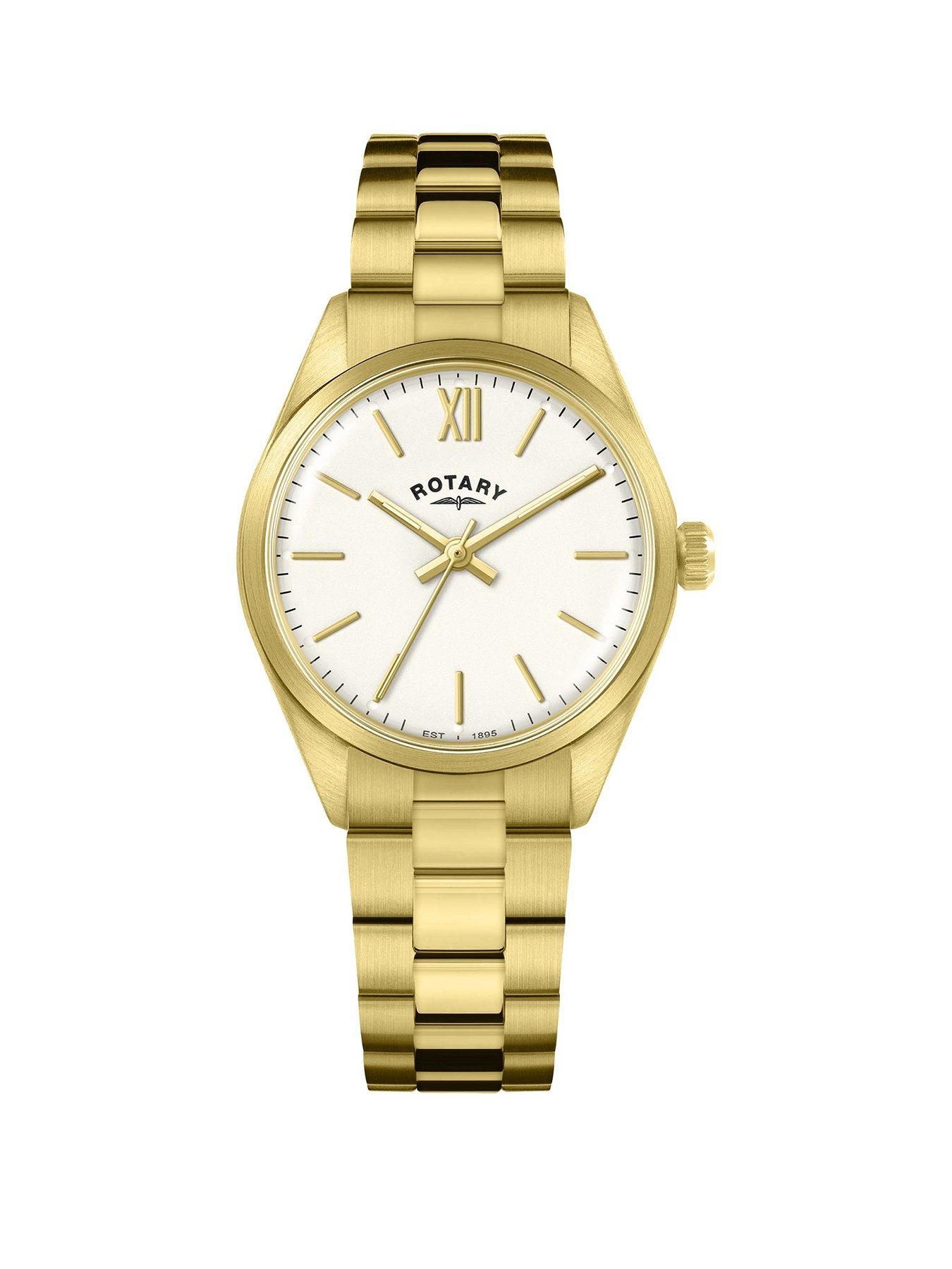 Rotary Ladies Heritage White Dial Gold Plated Bracelet Watch