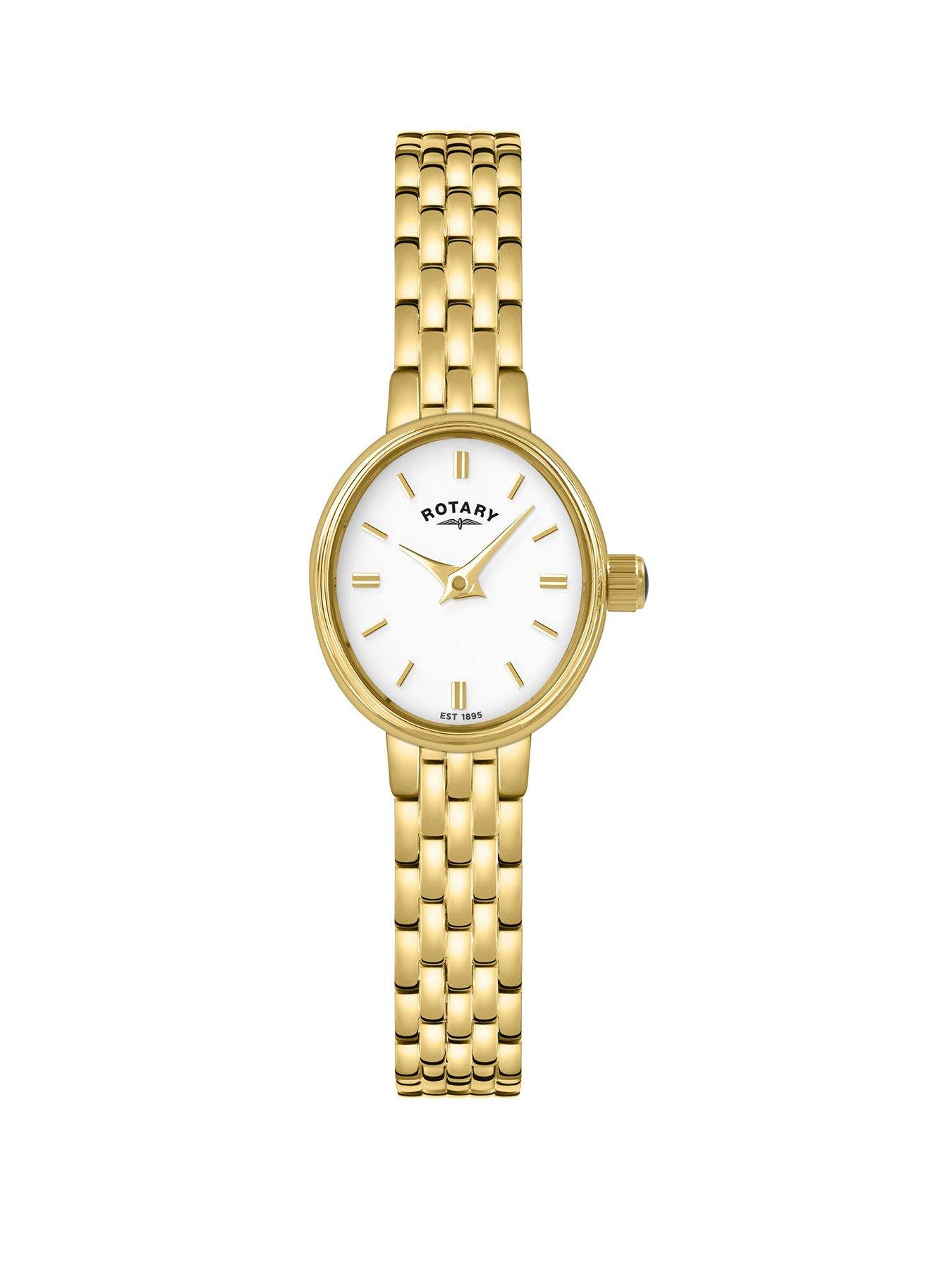 Rotary Ladies Cocktail Gold Plated Stainless Steel Bracelet Watch