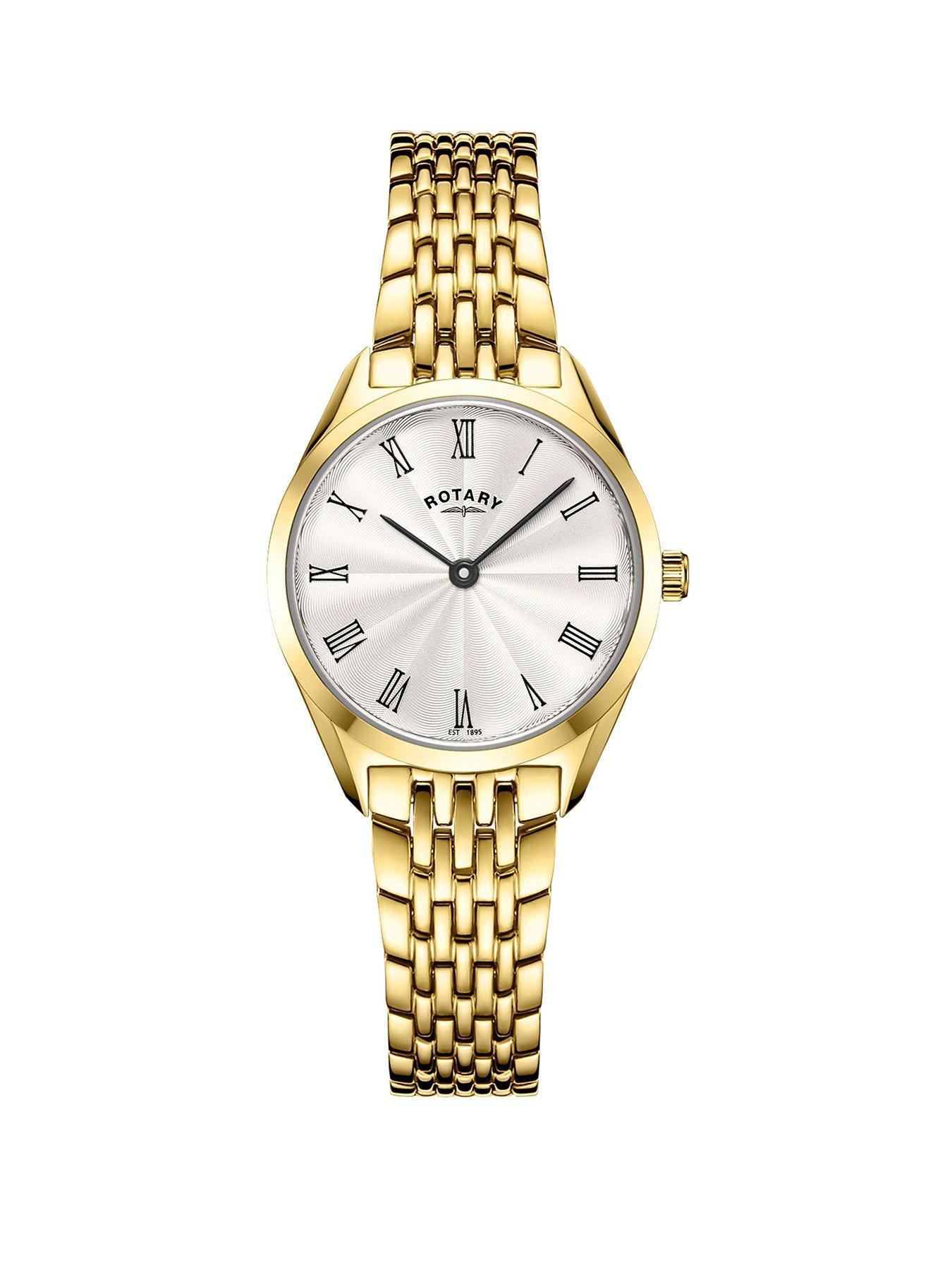 Rotary Ladie's Ultra Slim Gold Plated Stainless Steel Bracelet Watch