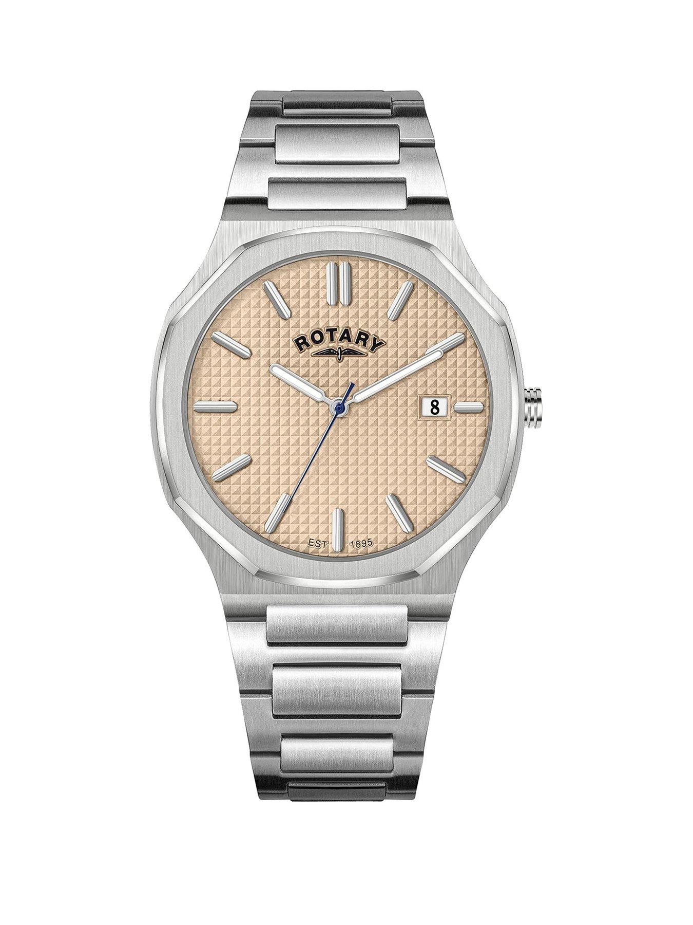 Rotary Men's Heritage Champagne Octagonal Stainless Steel Bracelet Watch