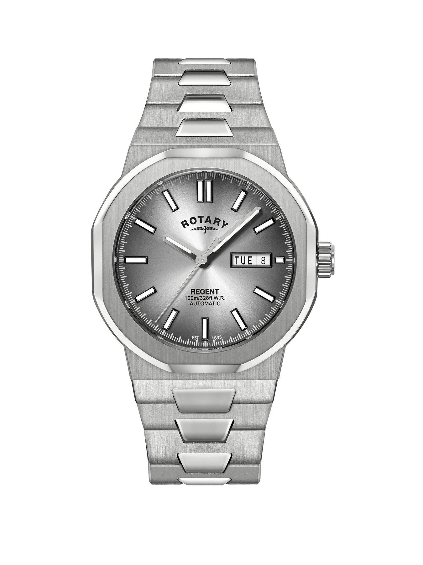Rotary Men's Regent Automatic 100M Water Resistant Silver Dial Stainless Steel Bracelet Watch