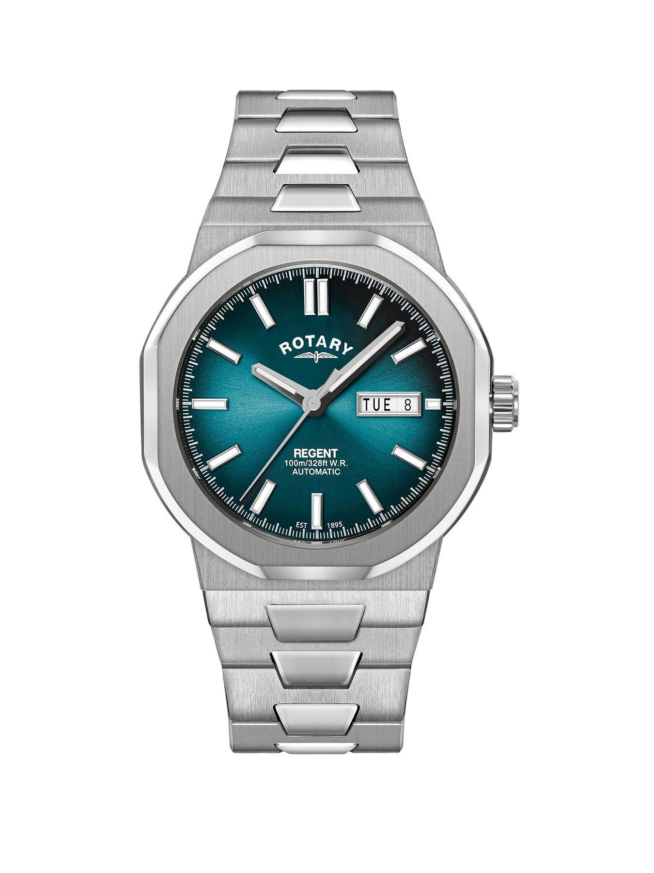 Rotary Men's Regent Automatic 100M Water Reistance Teal Dial Stainless Steel Bracelet Watch