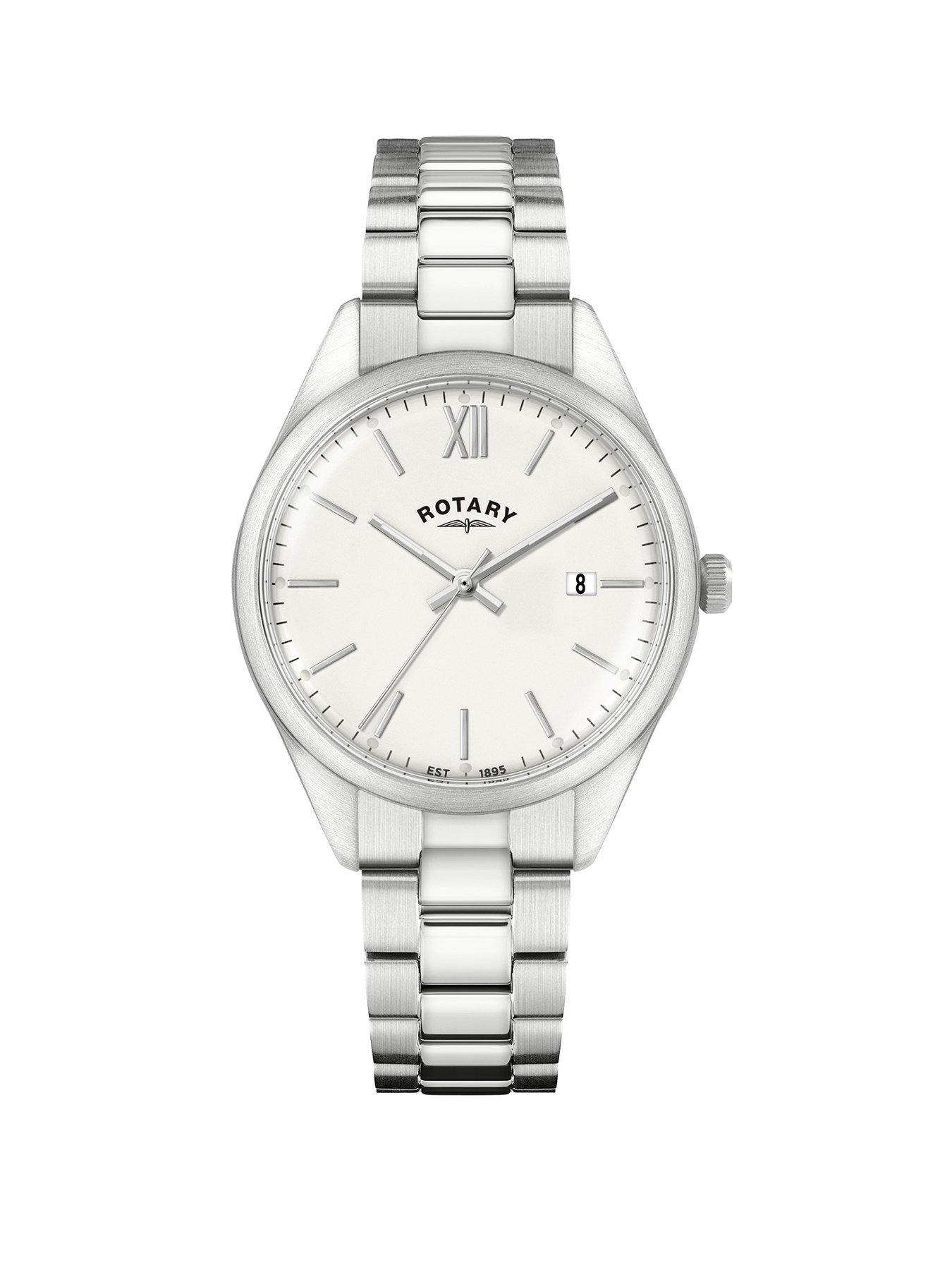 Rotary Men's Heritage White Dial Stainless Steel Bracelet Watch