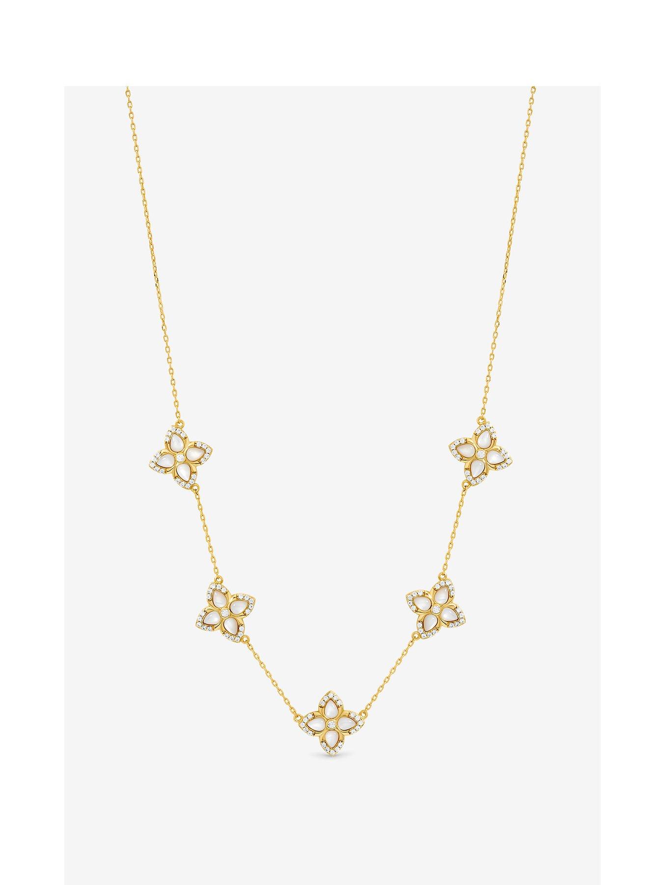 Jon Richard 14K Gold Plated and Mother of Pearl Clover Necklace