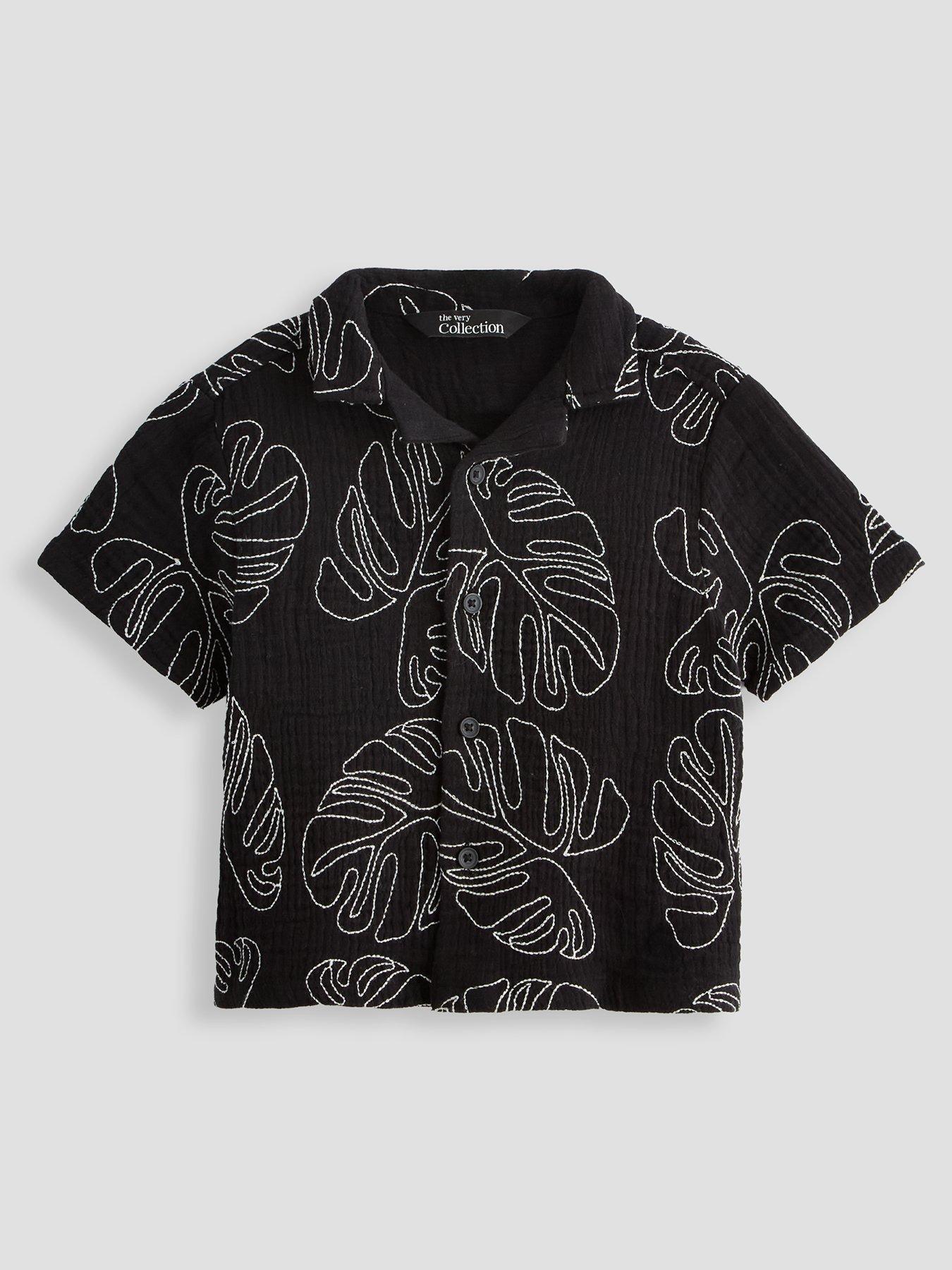 The Very Collection Boys Palm Embroiderd Button Up Shirt