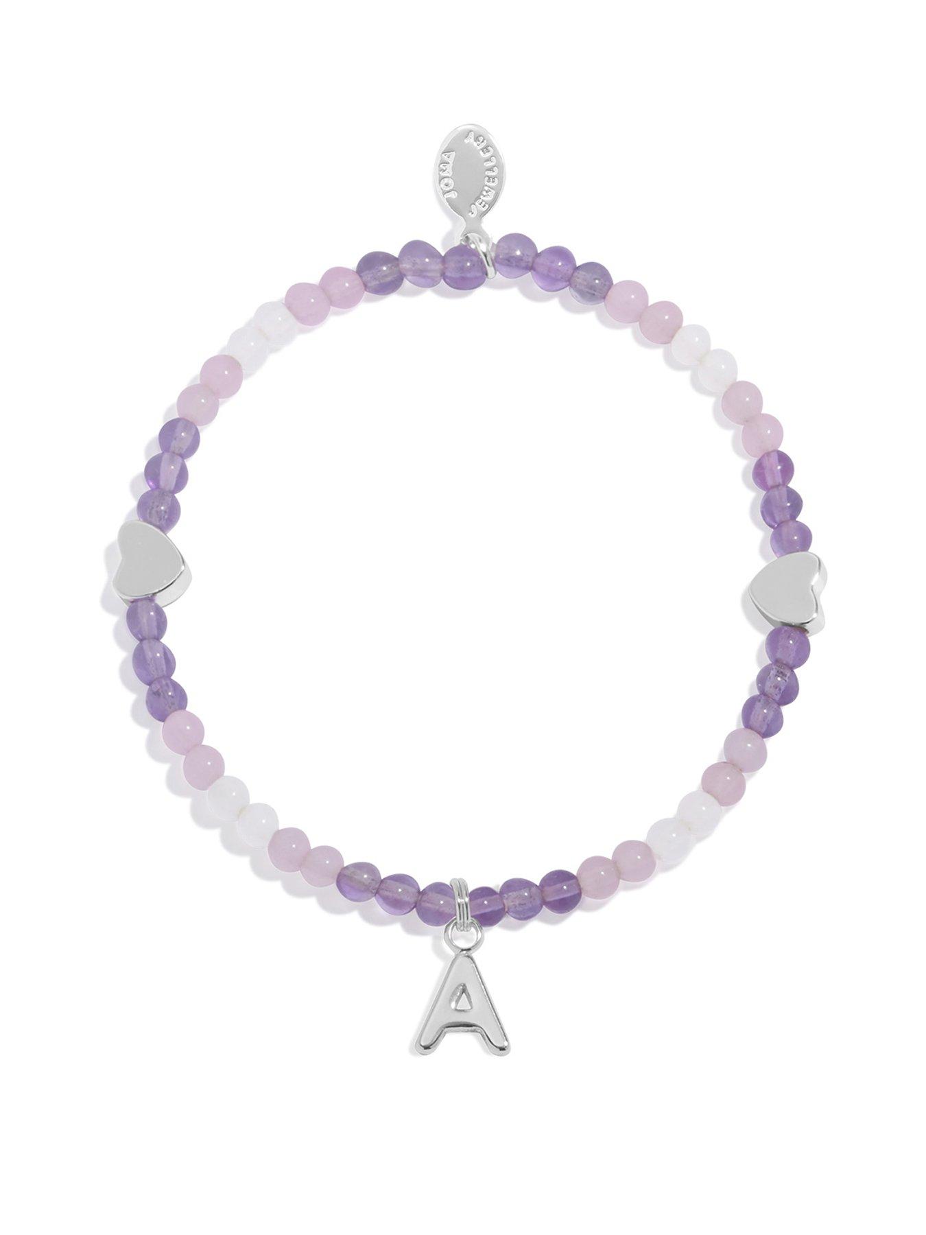 Joma Jewellery MY ALPHABET Pink, Lilac & Silver Plated , Bracelet , 15.5cm stretch