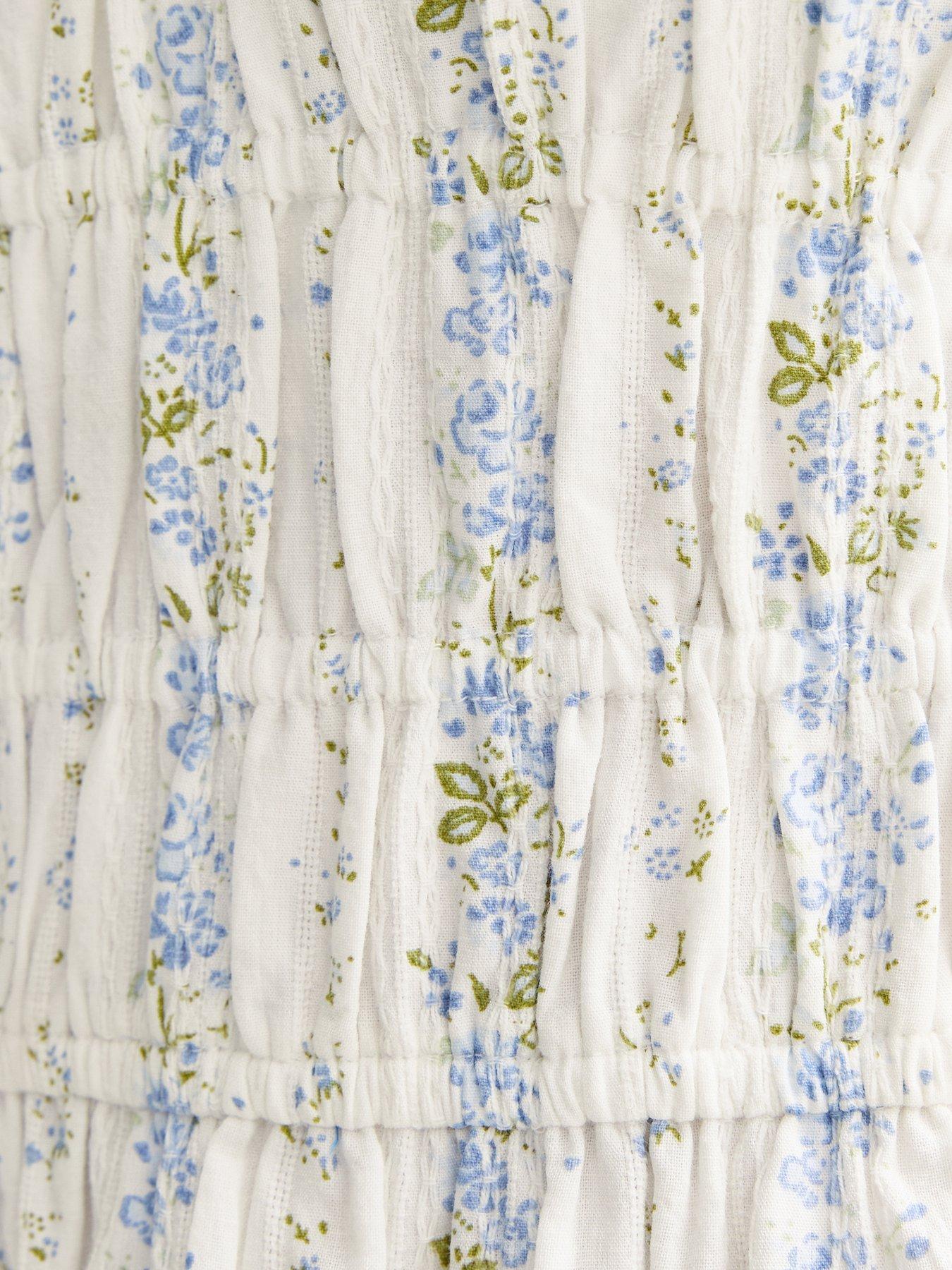 Image 5 of 5 of New Look 915 Girls Floral Ruched Mini Dress - White And Blue