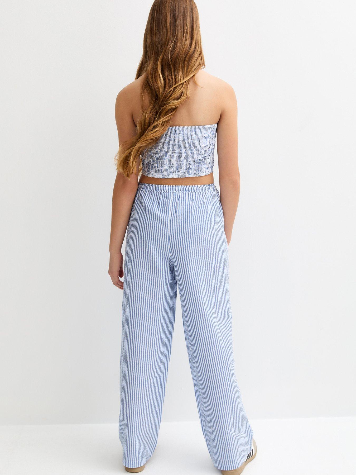 Image 2 of 5 of New Look 915 Girls Stripe Seersucker Trousers - Blue