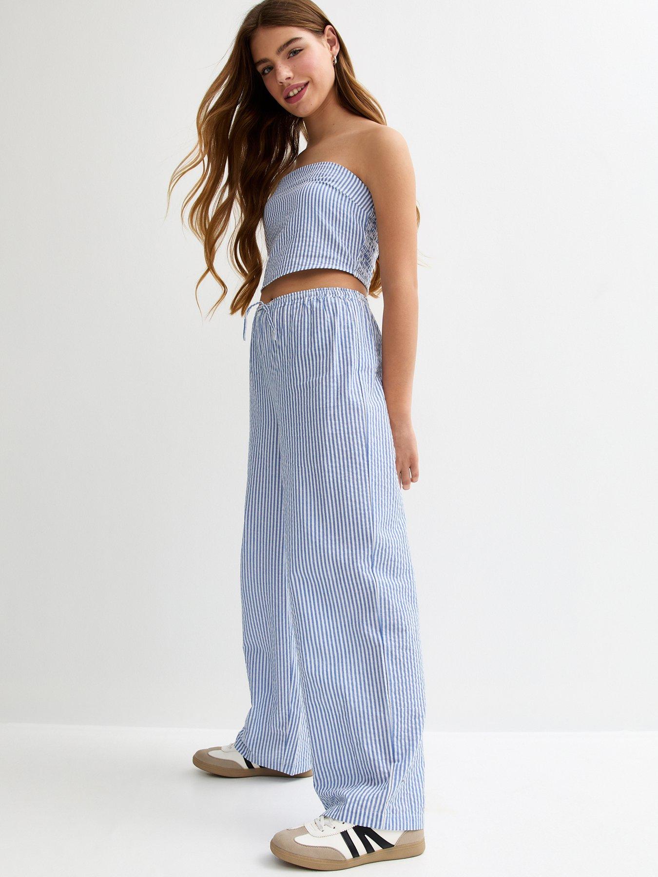 Image 3 of 5 of New Look 915 Girls Stripe Seersucker Trousers - Blue
