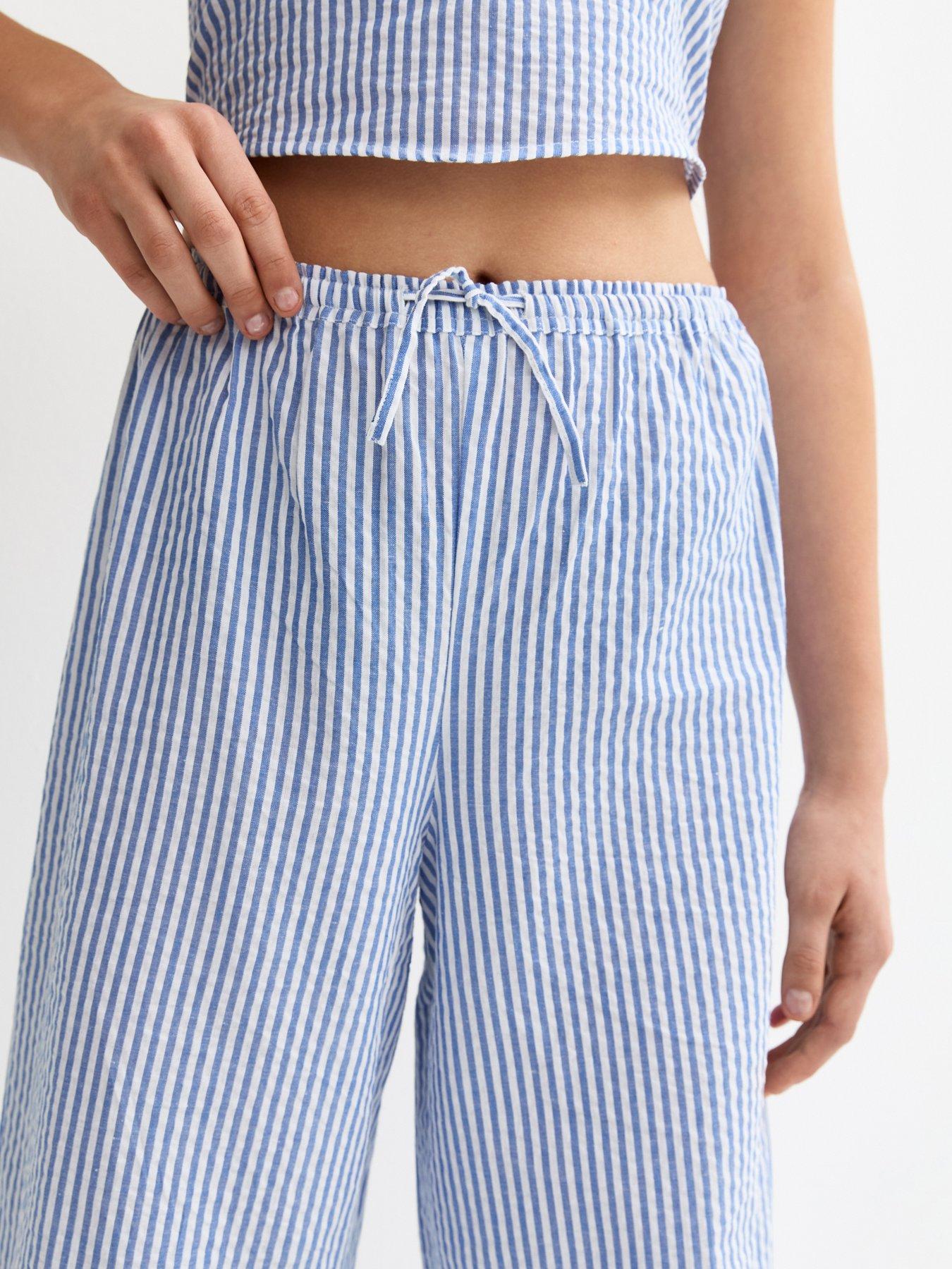 Image 4 of 5 of New Look 915 Girls Stripe Seersucker Trousers - Blue