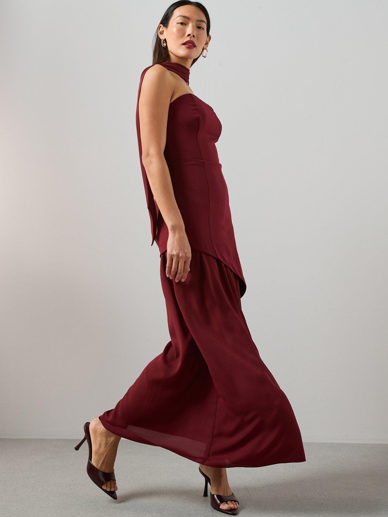 The Very Collection Scarf Bandeau Midaxi Dress - Dark Red | Very