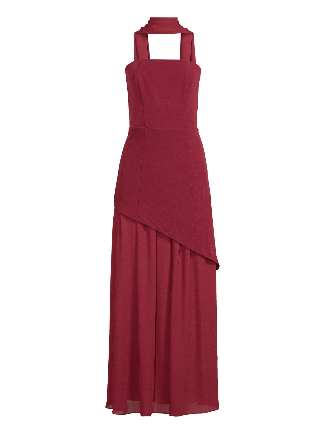 The Very Collection Scarf Bandeau Midaxi Dress - Dark Red | Very