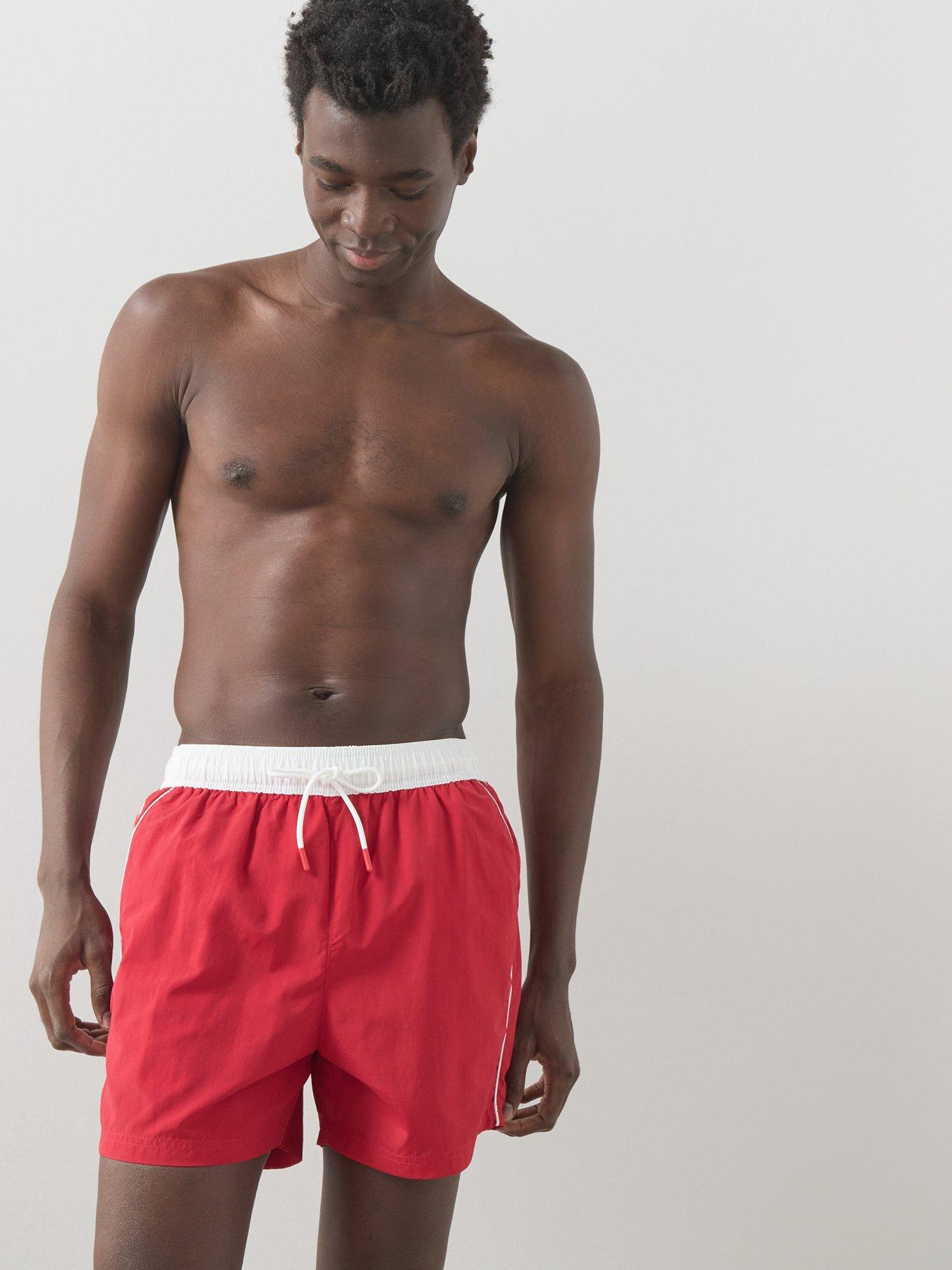The Very Collection Quick Dry Contrast Piping Swim Shorts - Red
