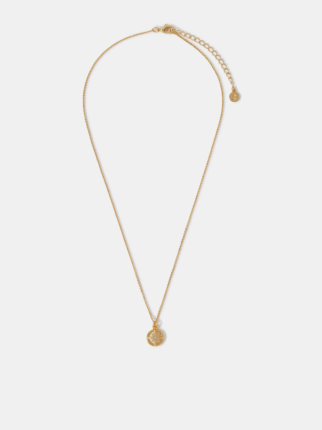 Accessorize 14ct Plated Star Pearl Pendant Necklace - Gold