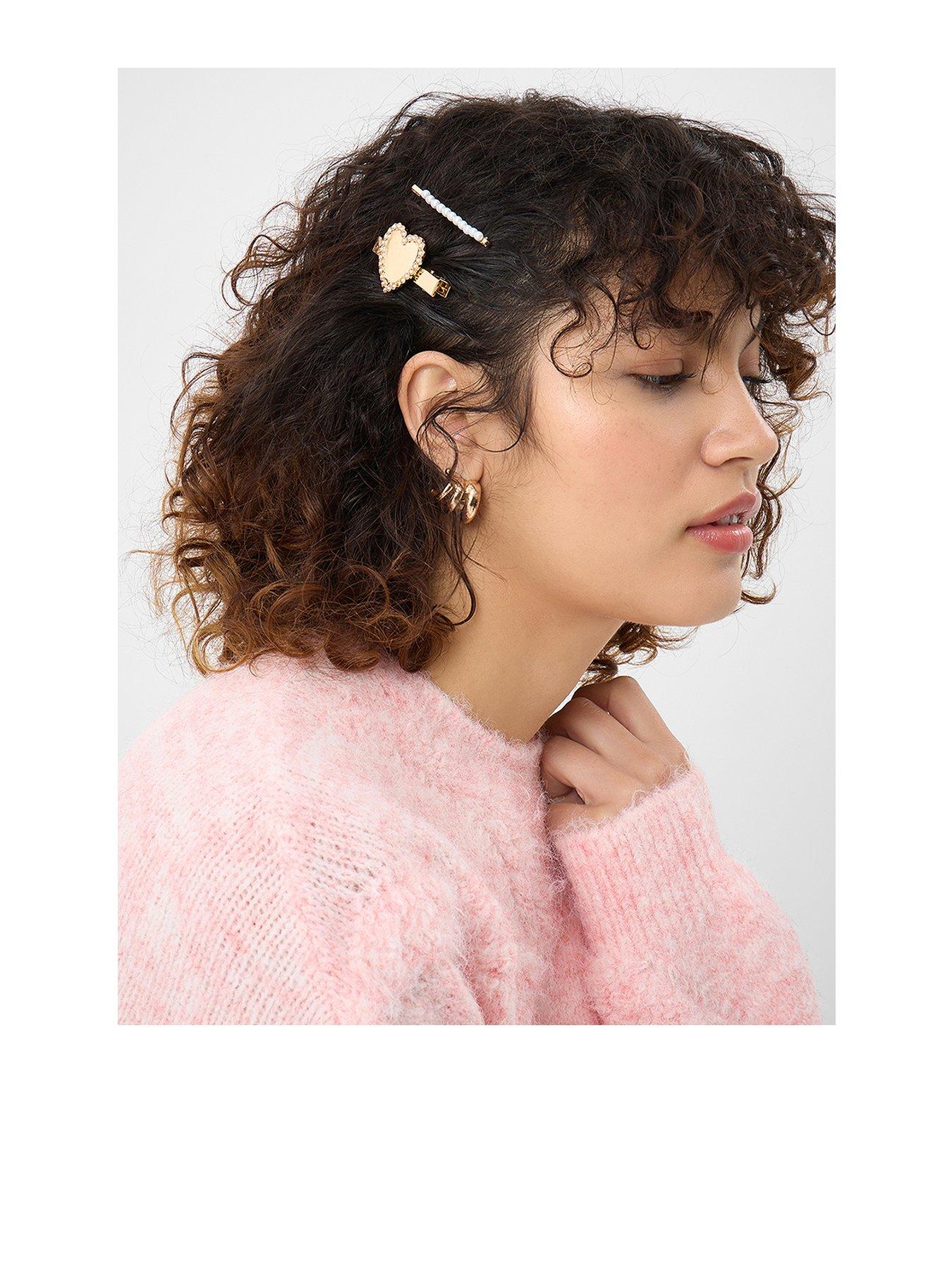 Accessorize 2 X Pearl Heart Slides - Gold