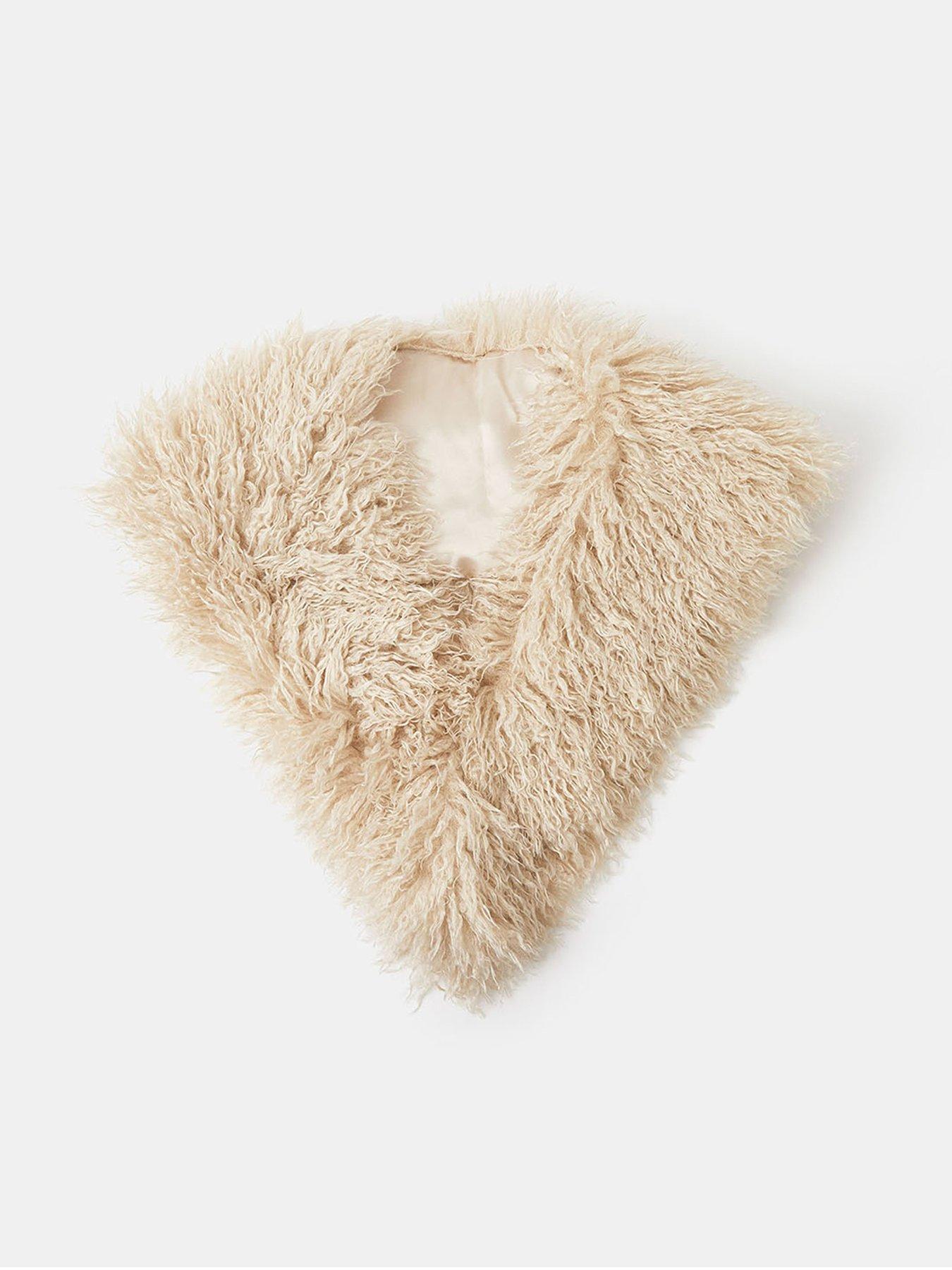 Accessorize Mongolian Fur Tippet Scarf - White
