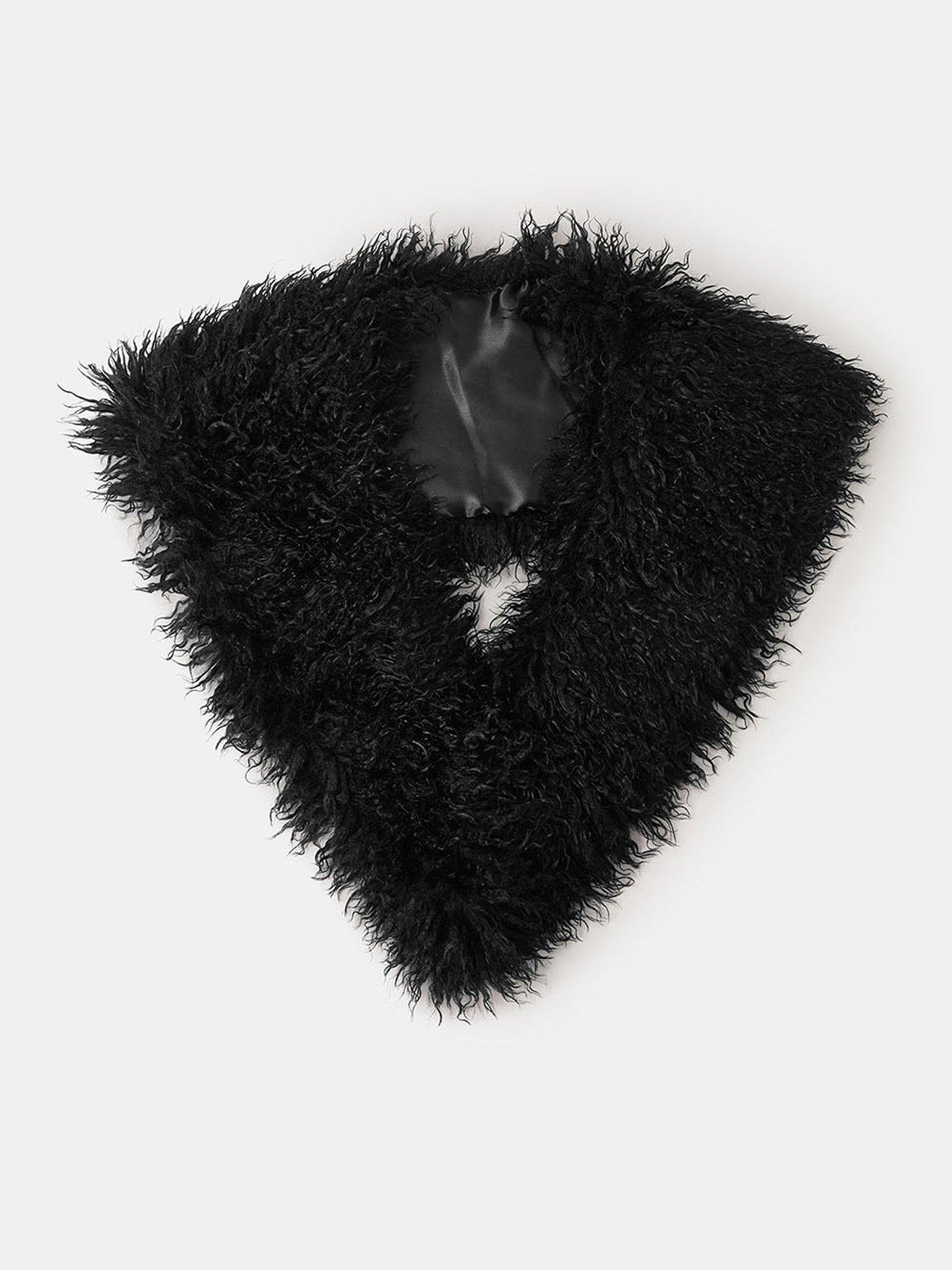 Accessorize Shaggy Faux Fur Tippet Scarf - Black