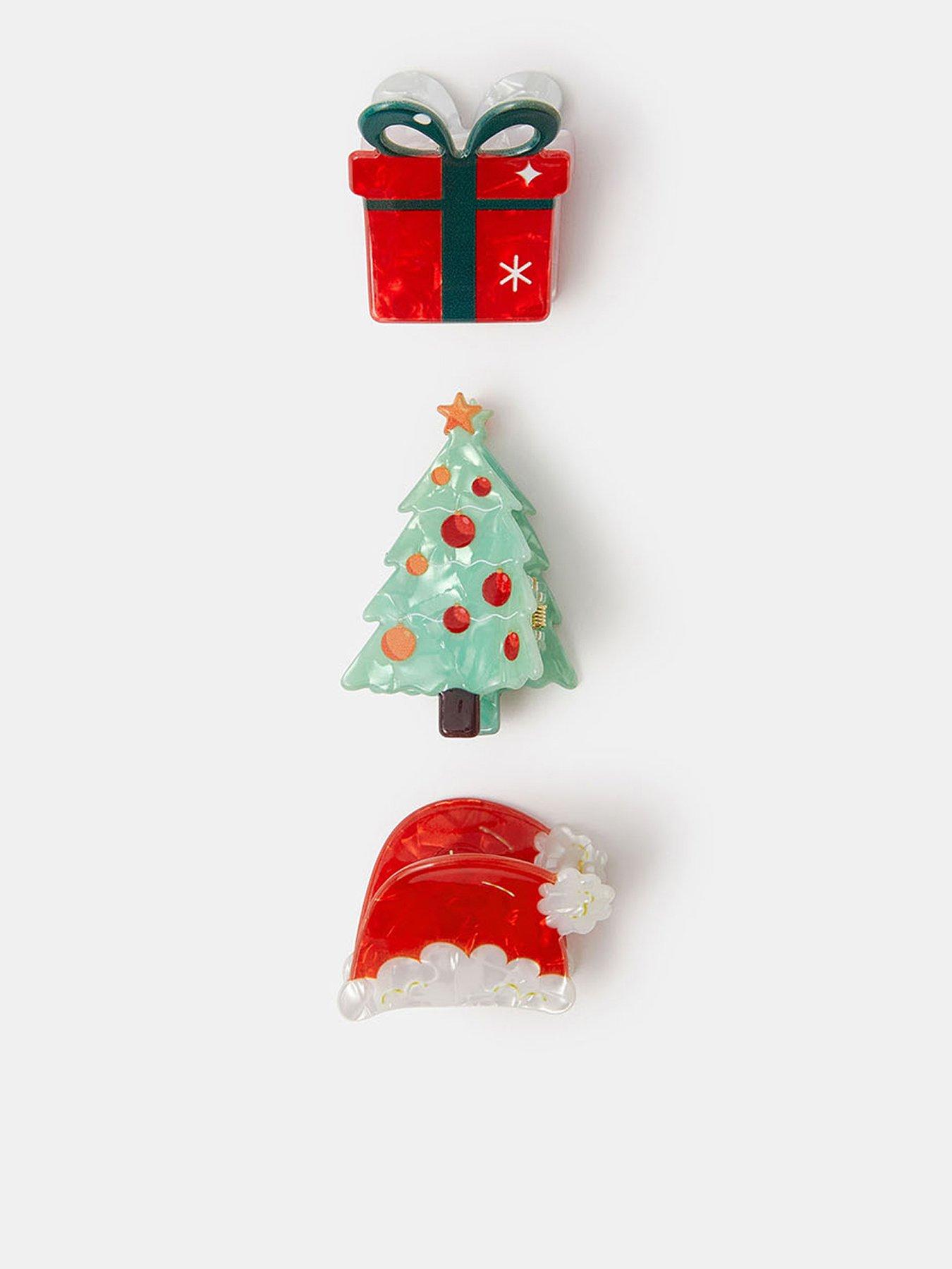 Accessorize 3 X Christmas Claw Clips - Multi