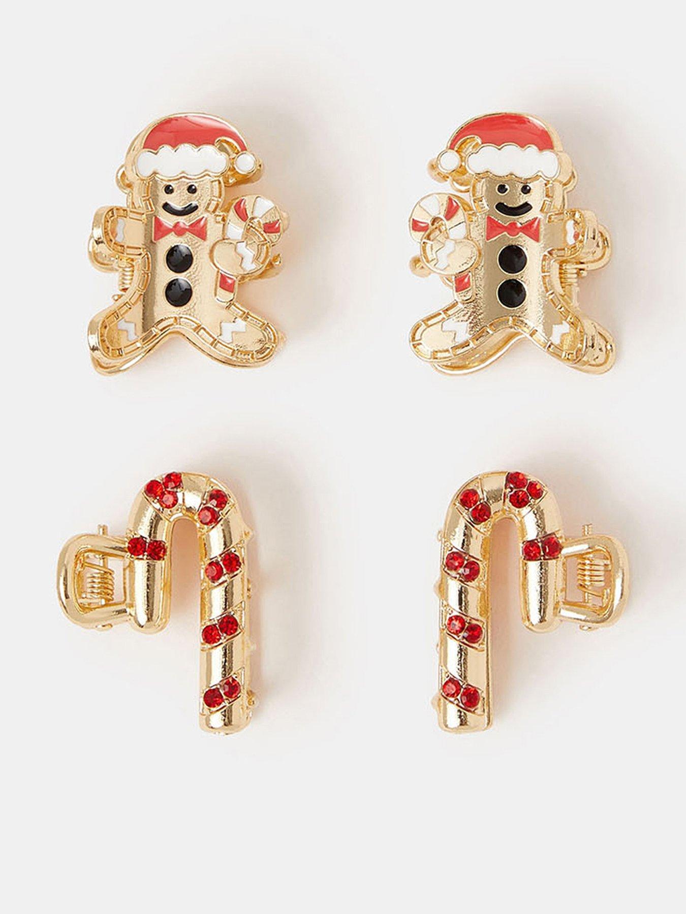 Accessorize 4 X Enamel Christmas Claw  - Multi