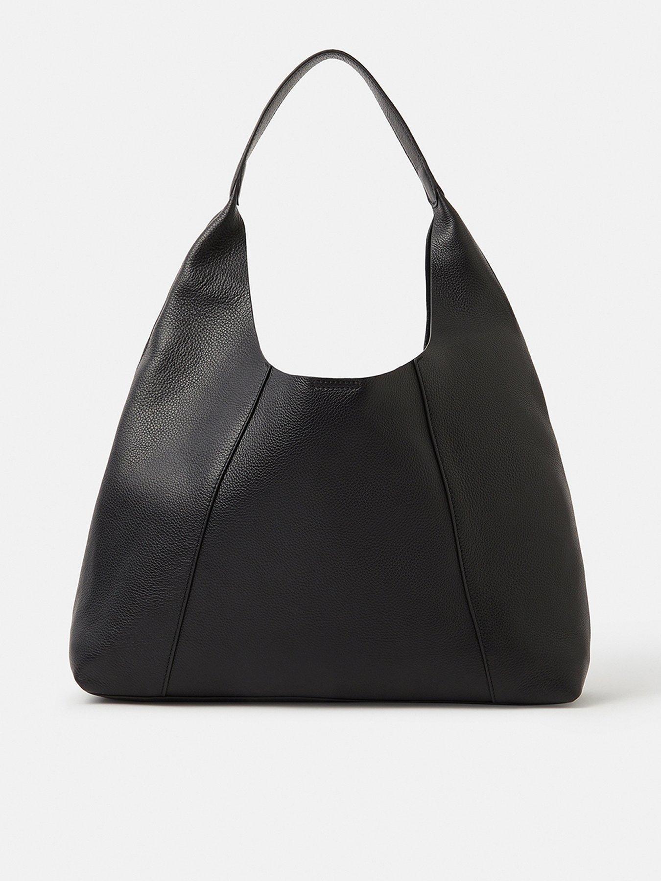 Accessorize Large Slouchy Leather Shoulder Bag - Black