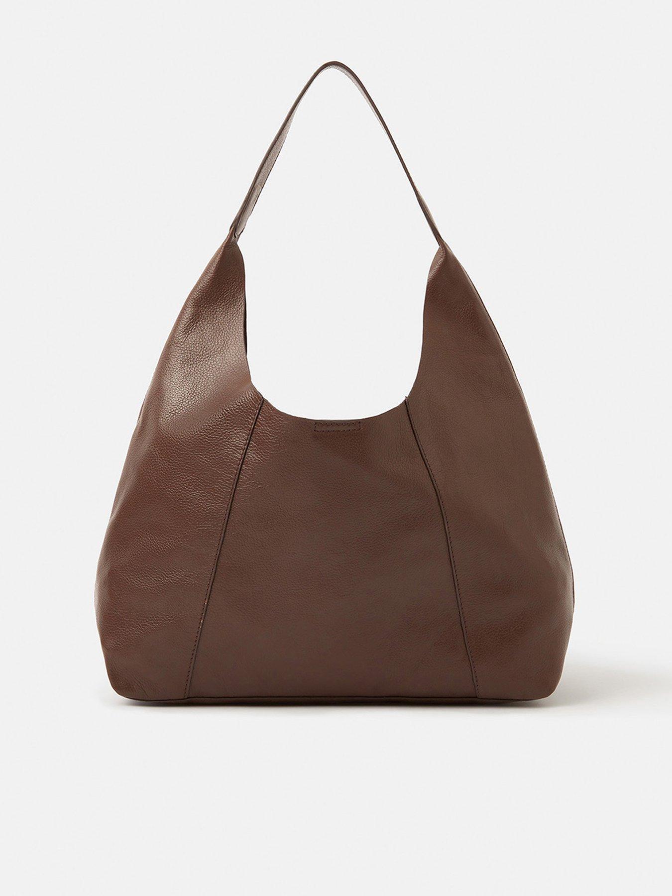 Accessorize Slouchy Leather Shoulder Bag - Brown