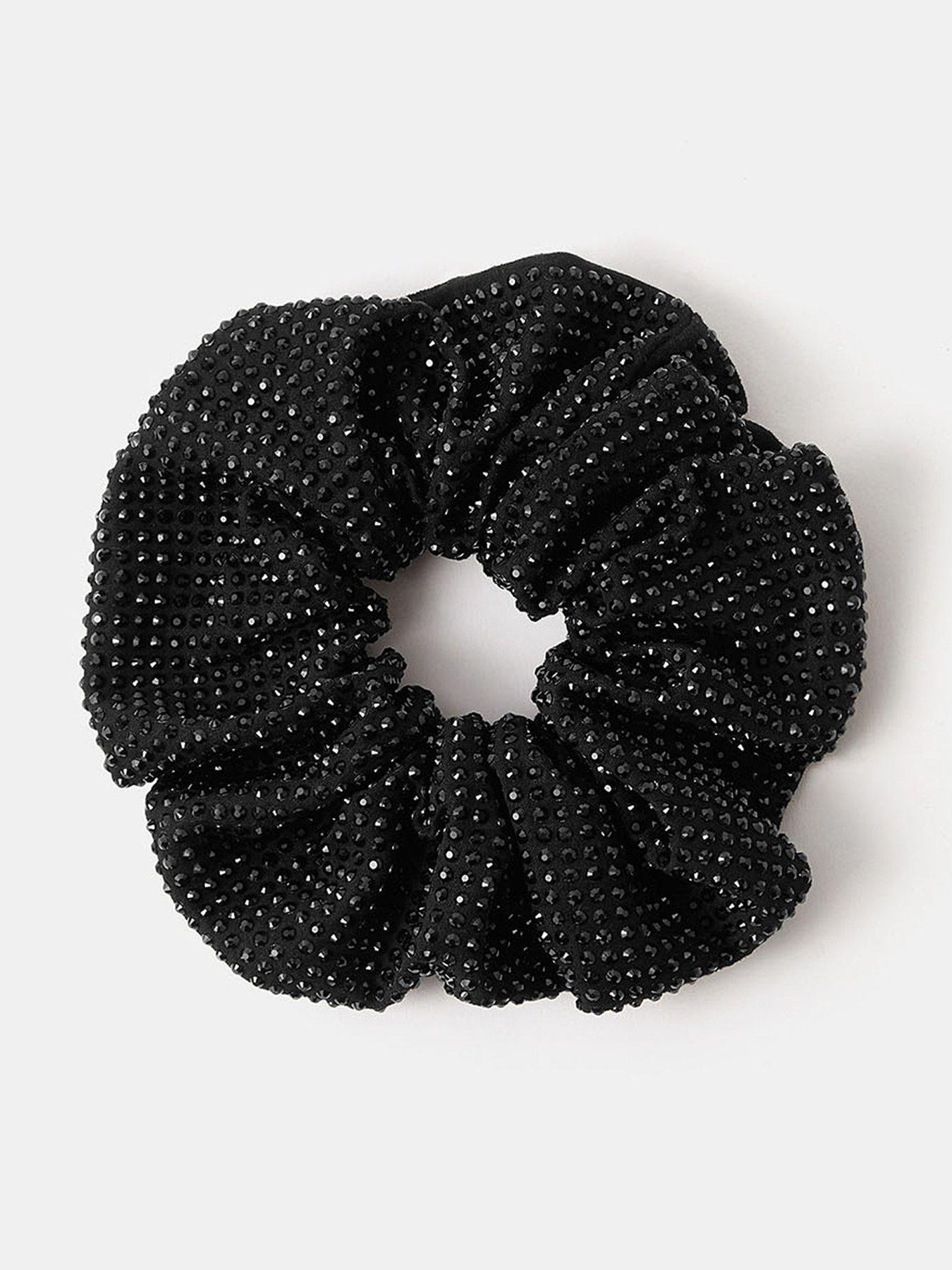 Accessorize Black Sparkle Scruchie - Silver