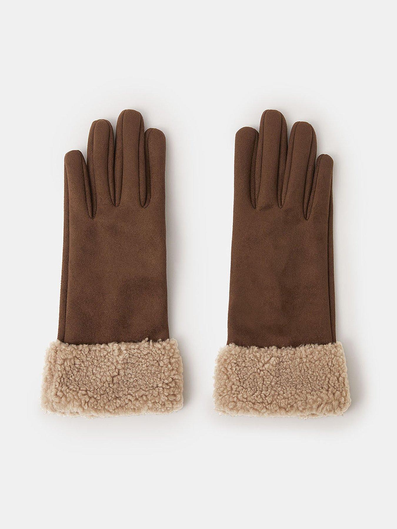 Image 1 of 2 of Accessorize Shearling Tan Glove - Brown
